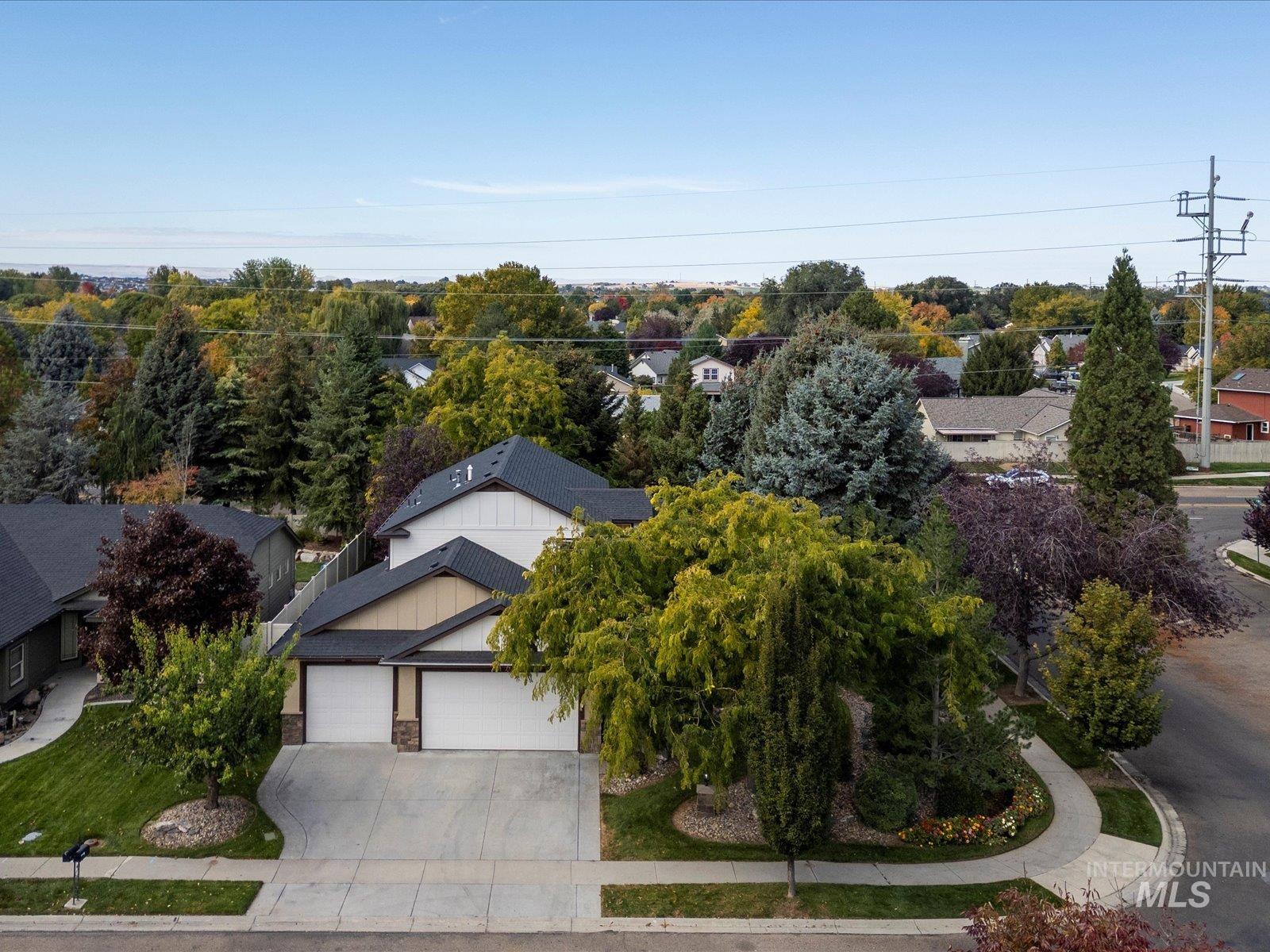 Aerial view of residential area