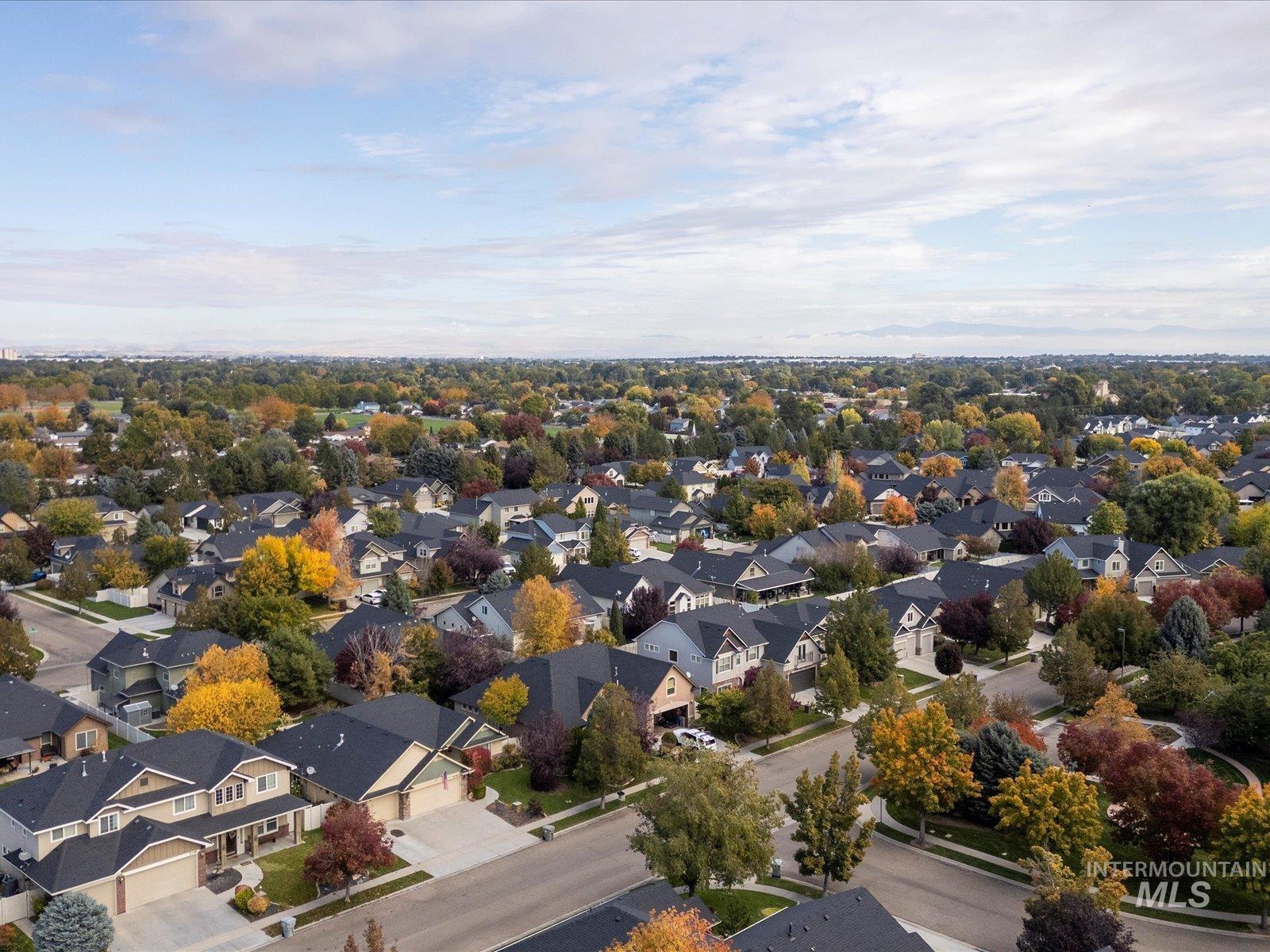 Aerial perspective of suburban area