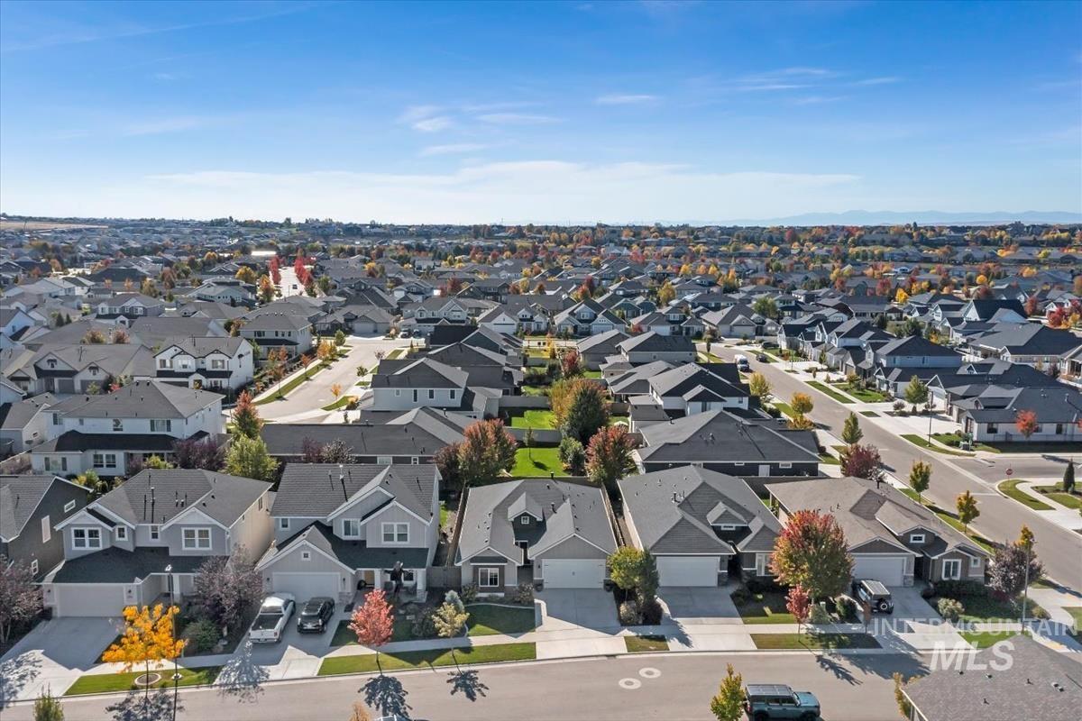 Aerial perspective of suburban area