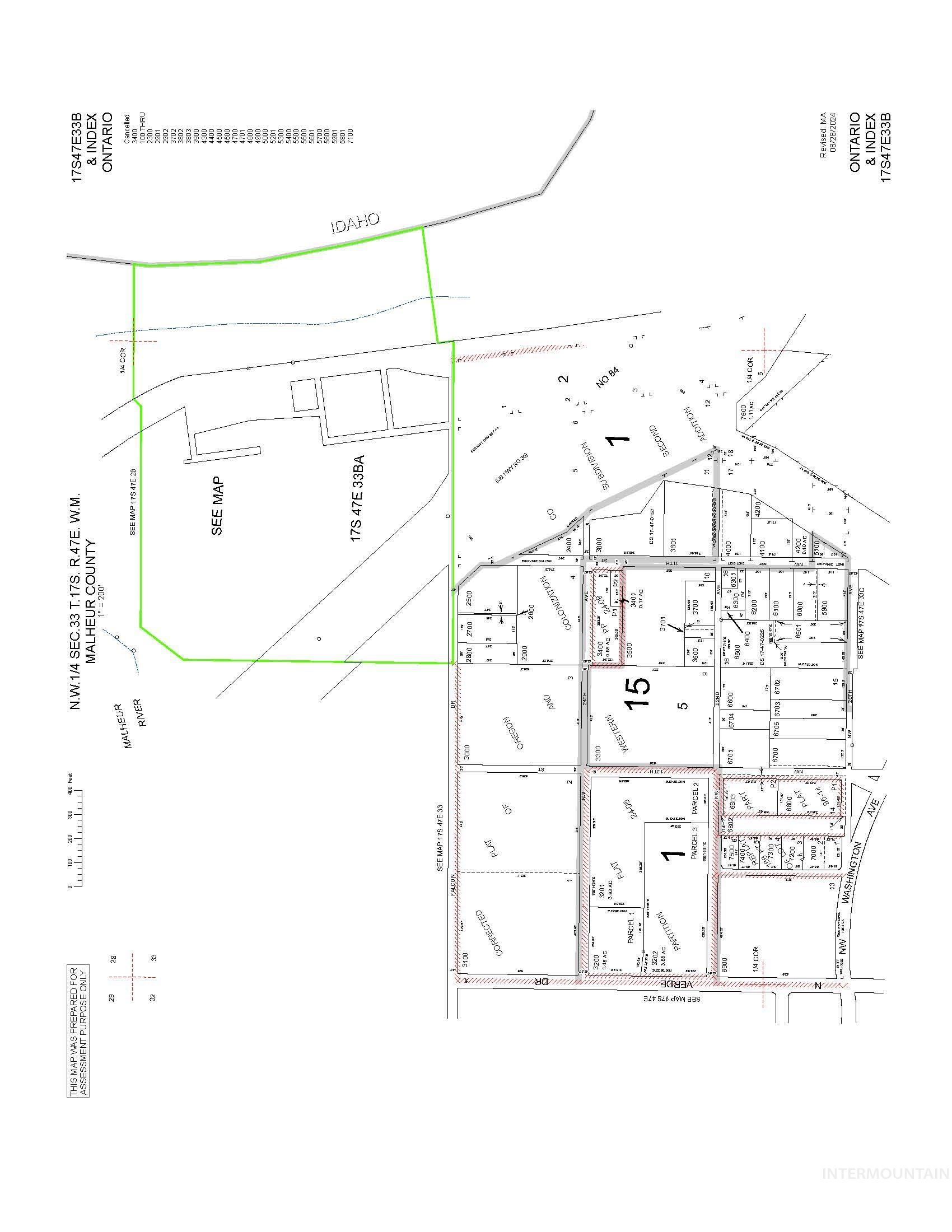 Map showing property parcels