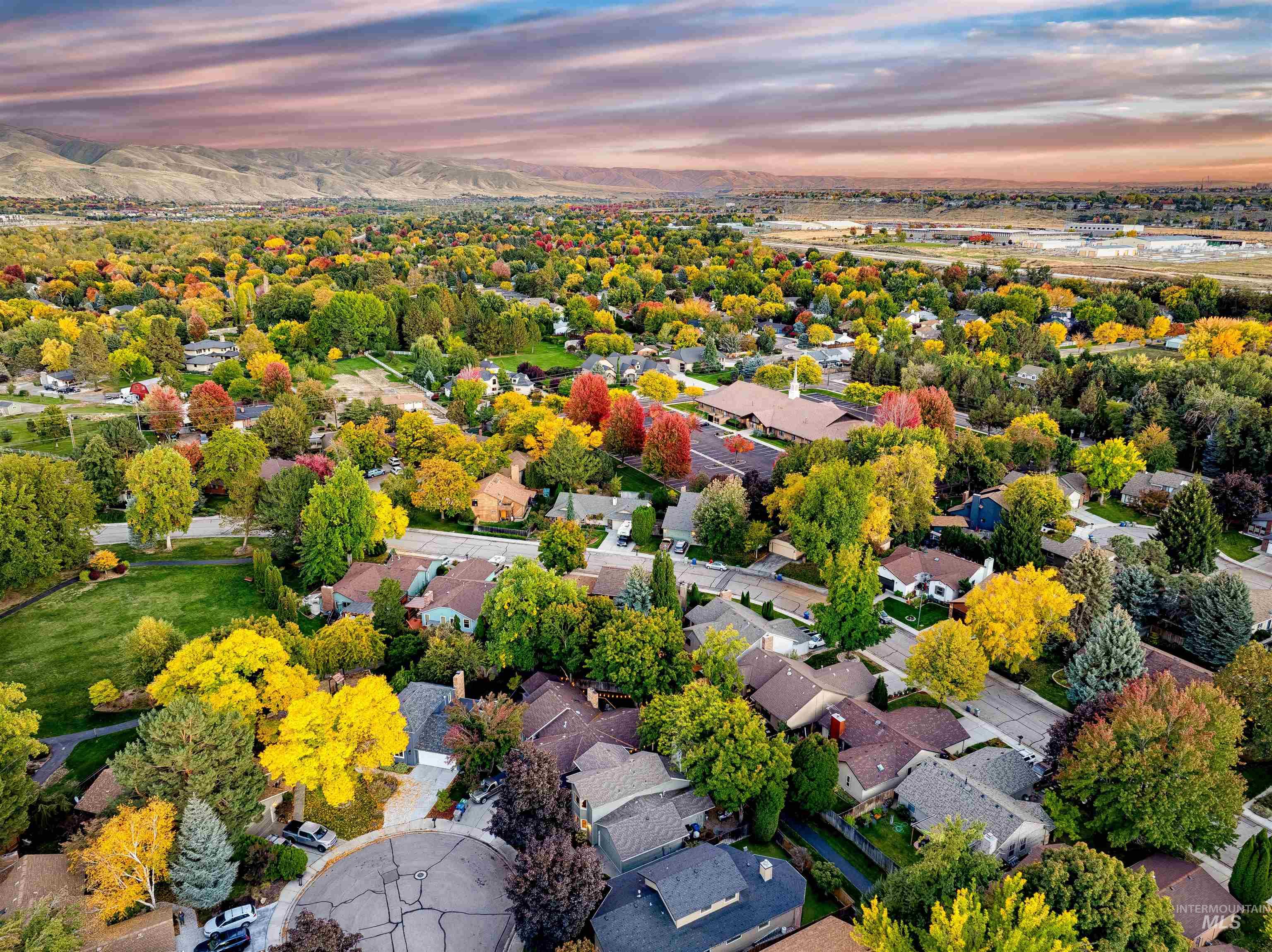 Aerial view of residential area