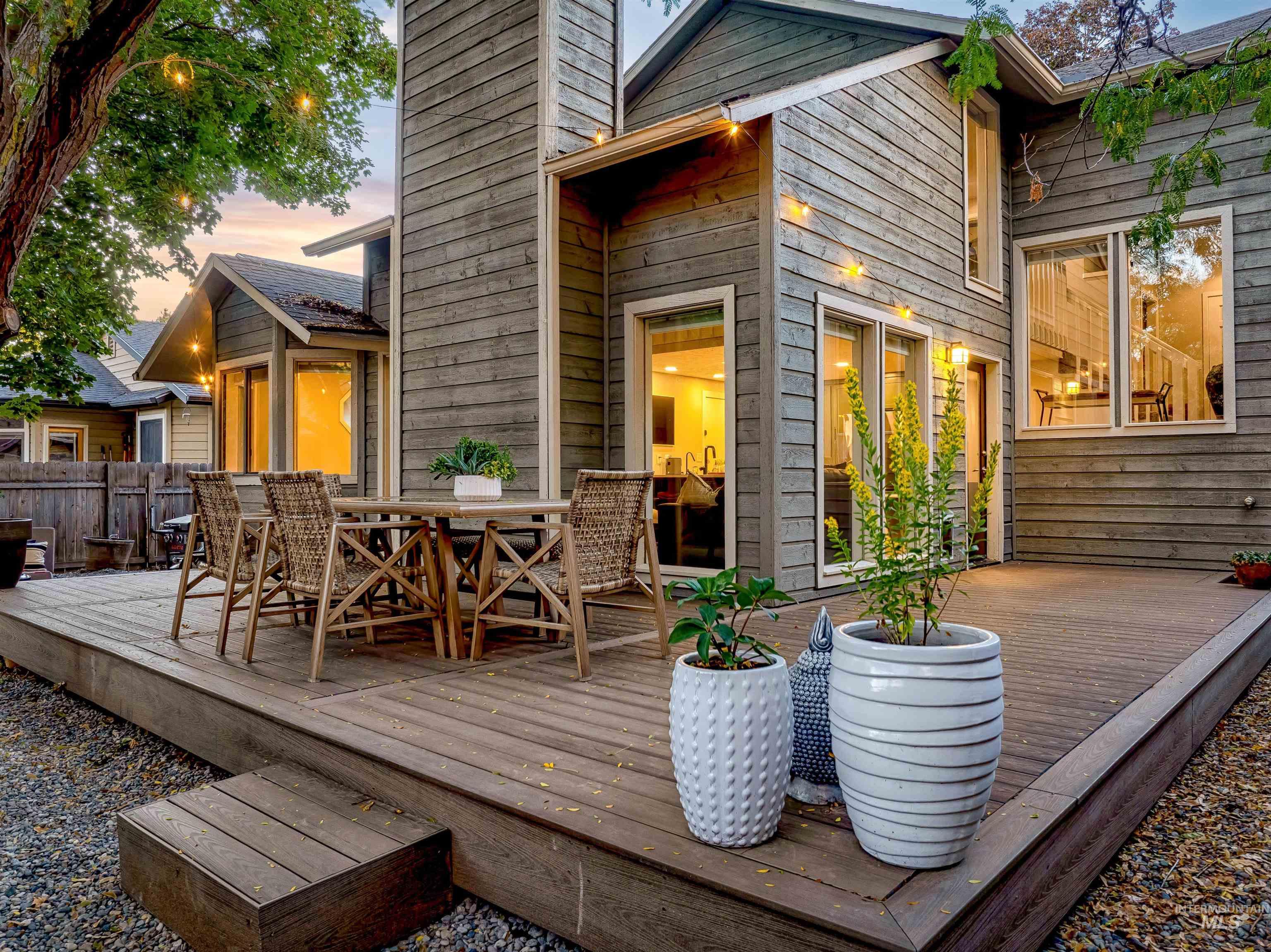 Wooden deck with outdoor dining space