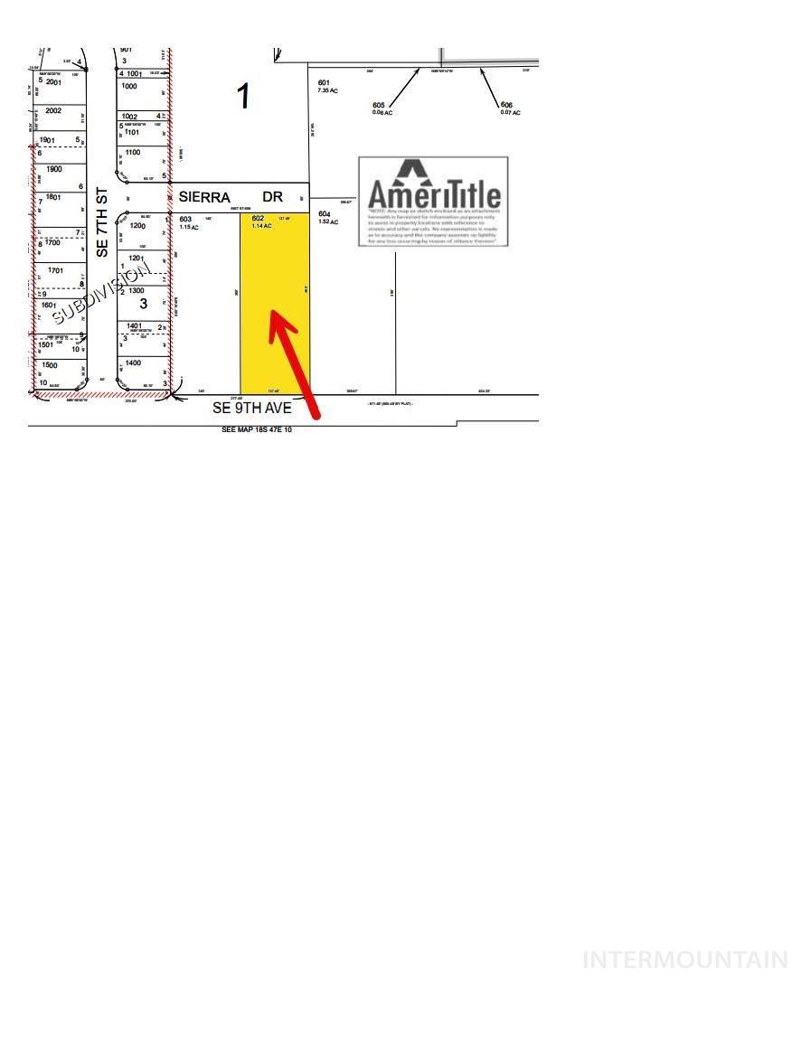 Map showing property parcels