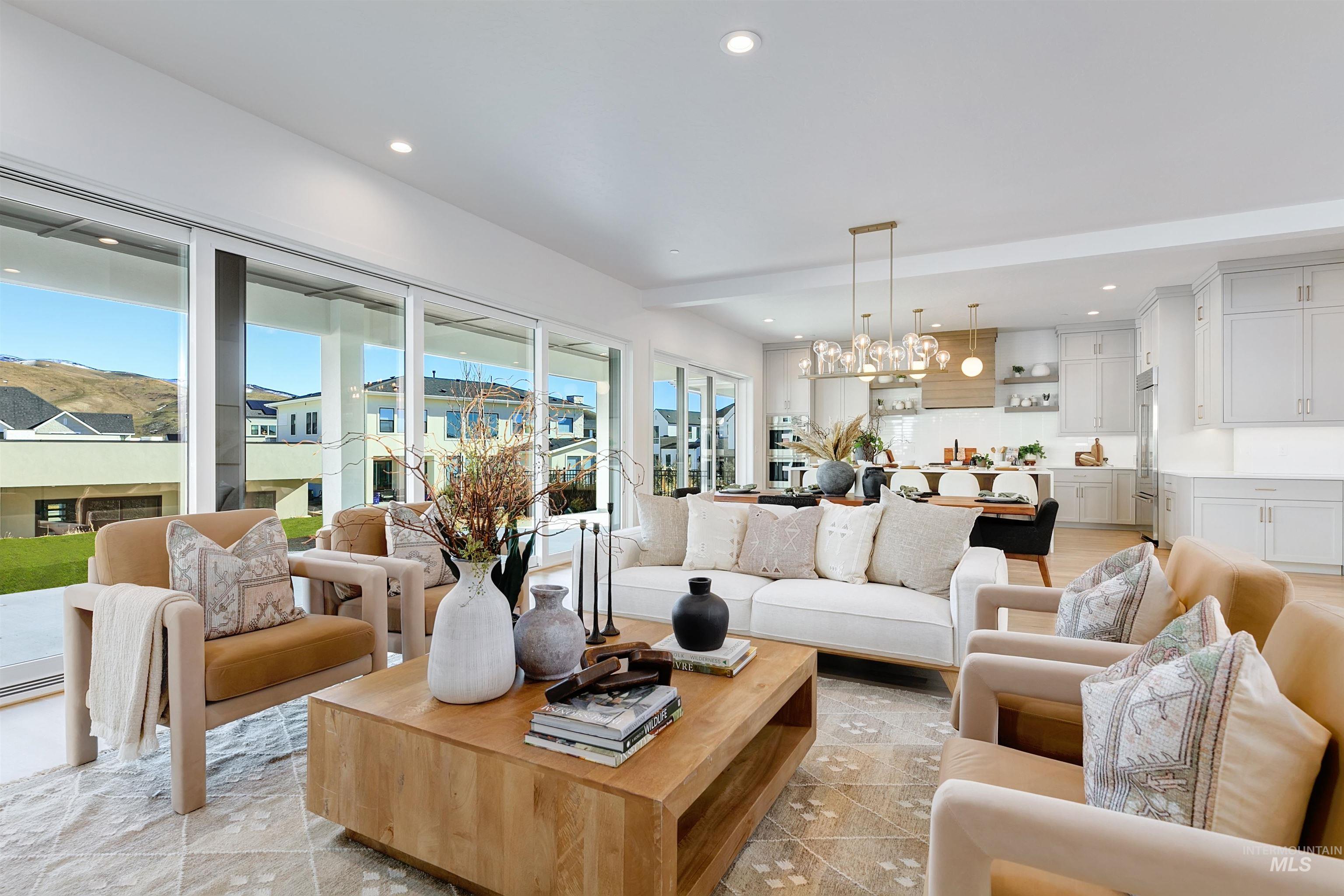Living area with recessed lighting