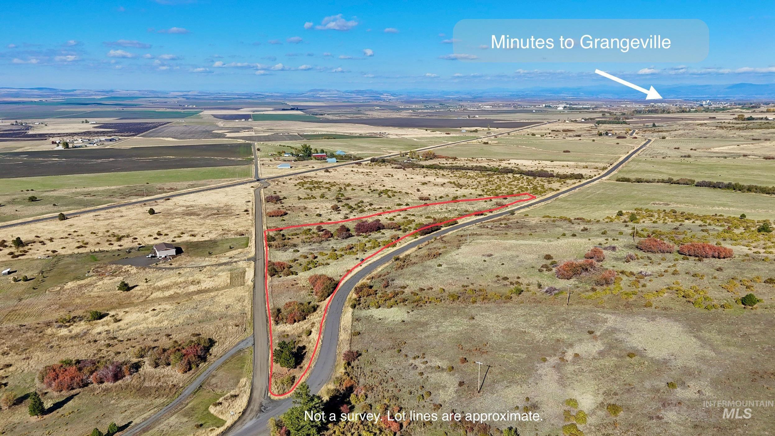 Overview of rural landscape featuring property parcel outlined
