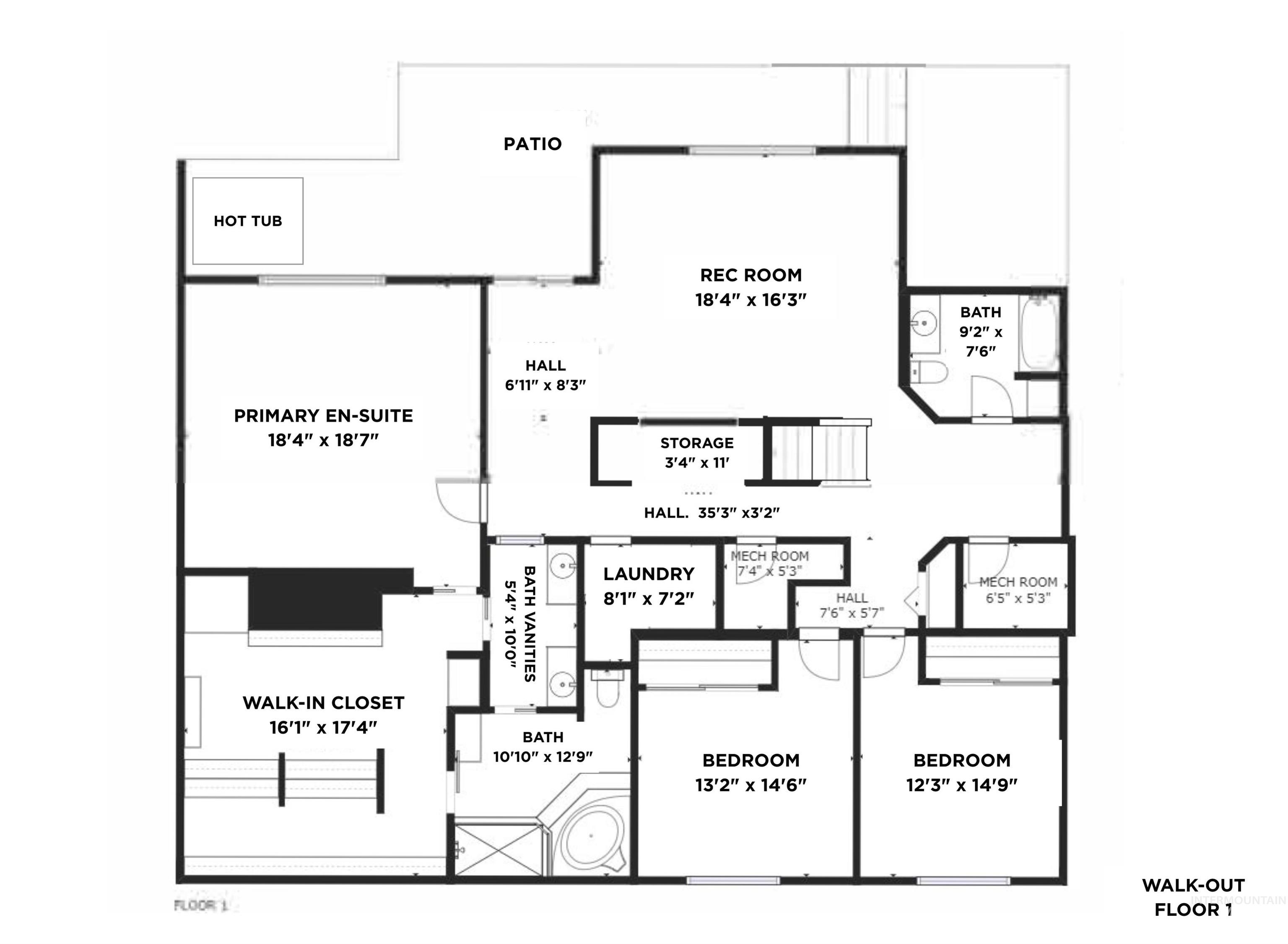 View of floor plan / room layout Below grade Daylight basement