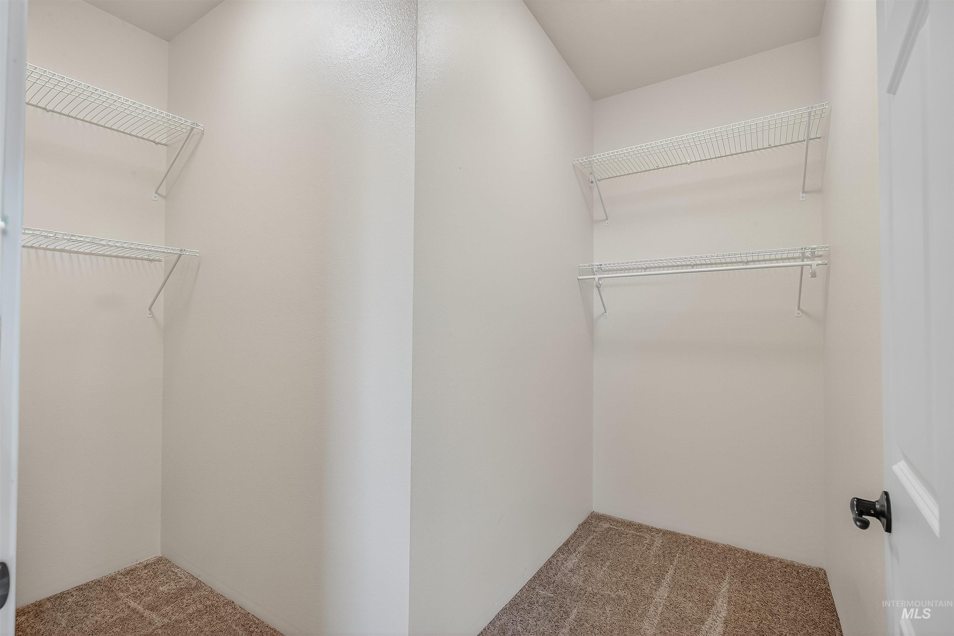 Spacious closet with carpet floors