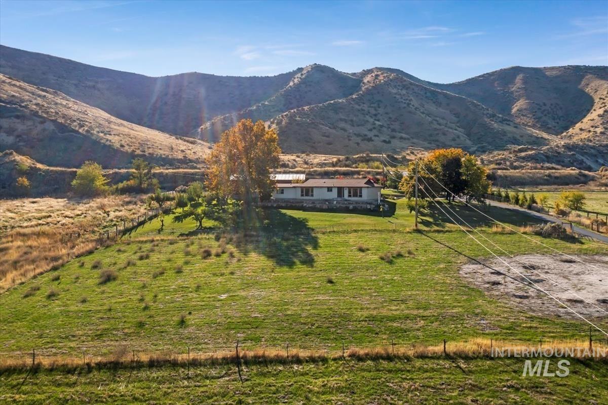 Mountain view with rural landscape