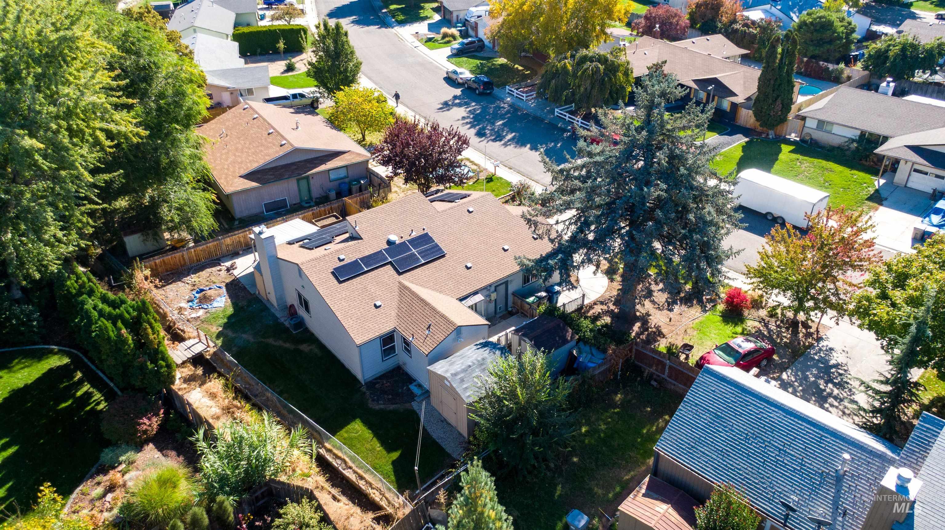 Aerial perspective of suburban area
