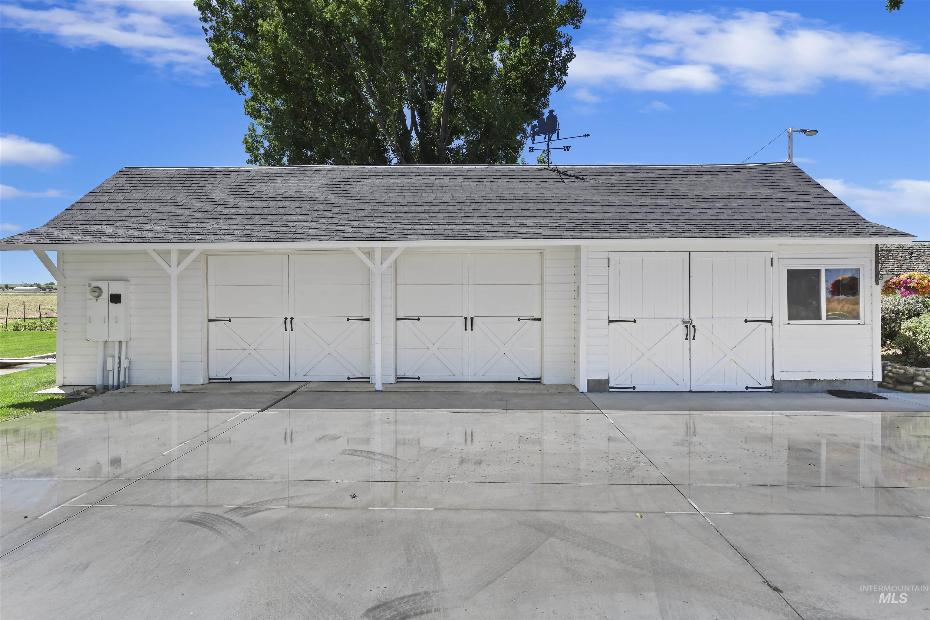 View of detached garage