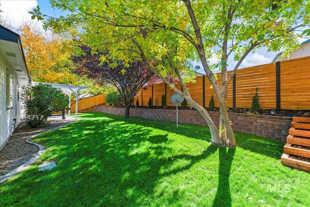 View of fenced backyard