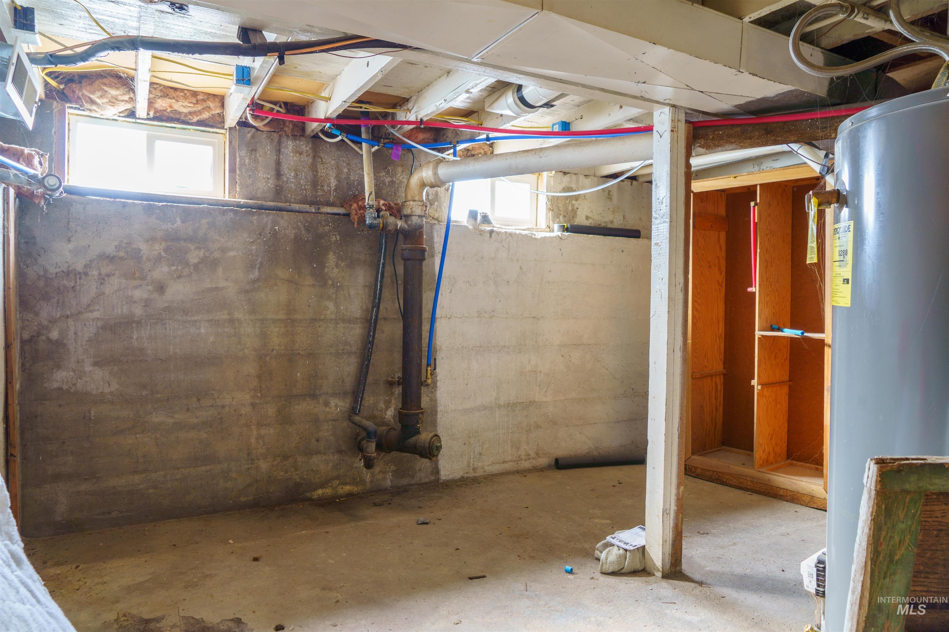 Basement with water heater