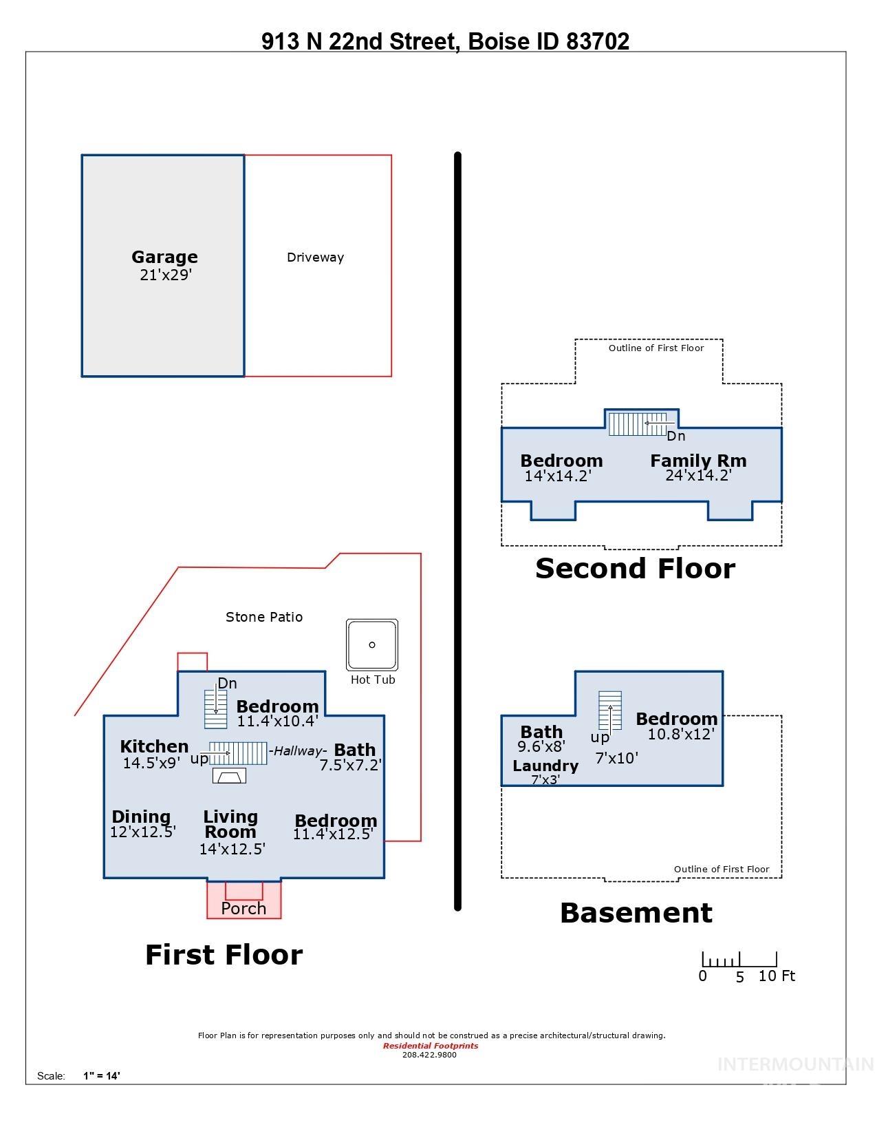 Inviting layout offering flexible spaces throughout. The main floor includes living & dining areas, kitchen, full bath & two bedrooms. Upstairs features a bedroom & family room, while the lower level offers a bath, laundry & office. Detached garage with a