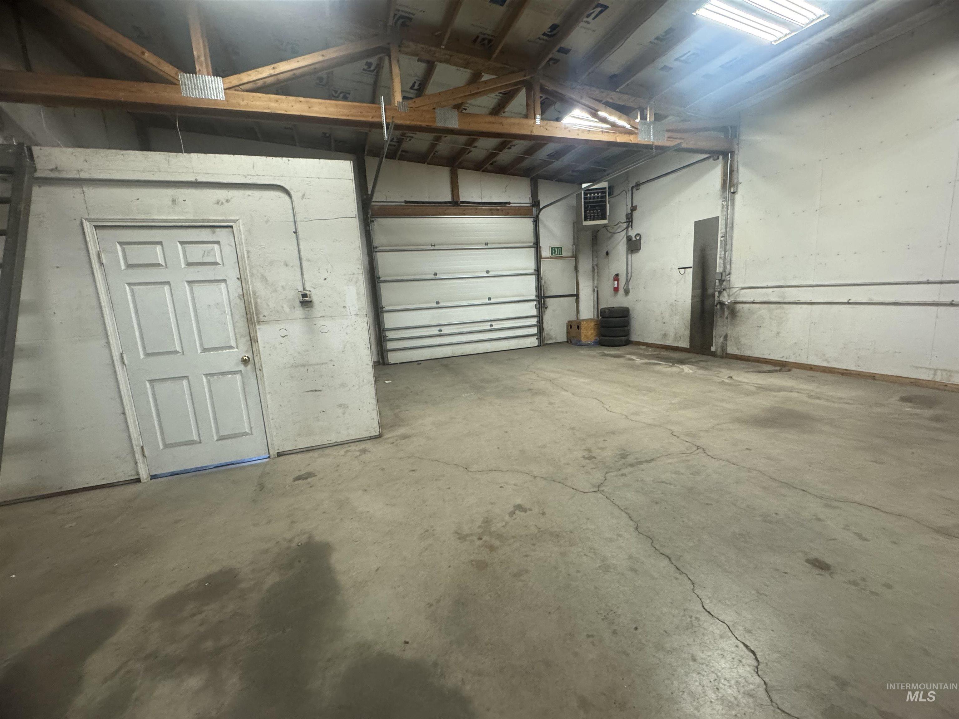 Garage with a heating unit