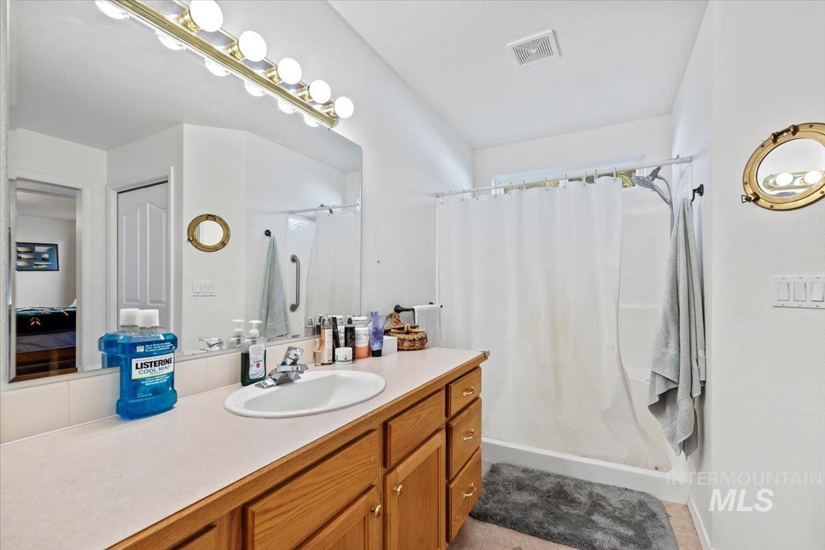Bathroom with a walk in shower
