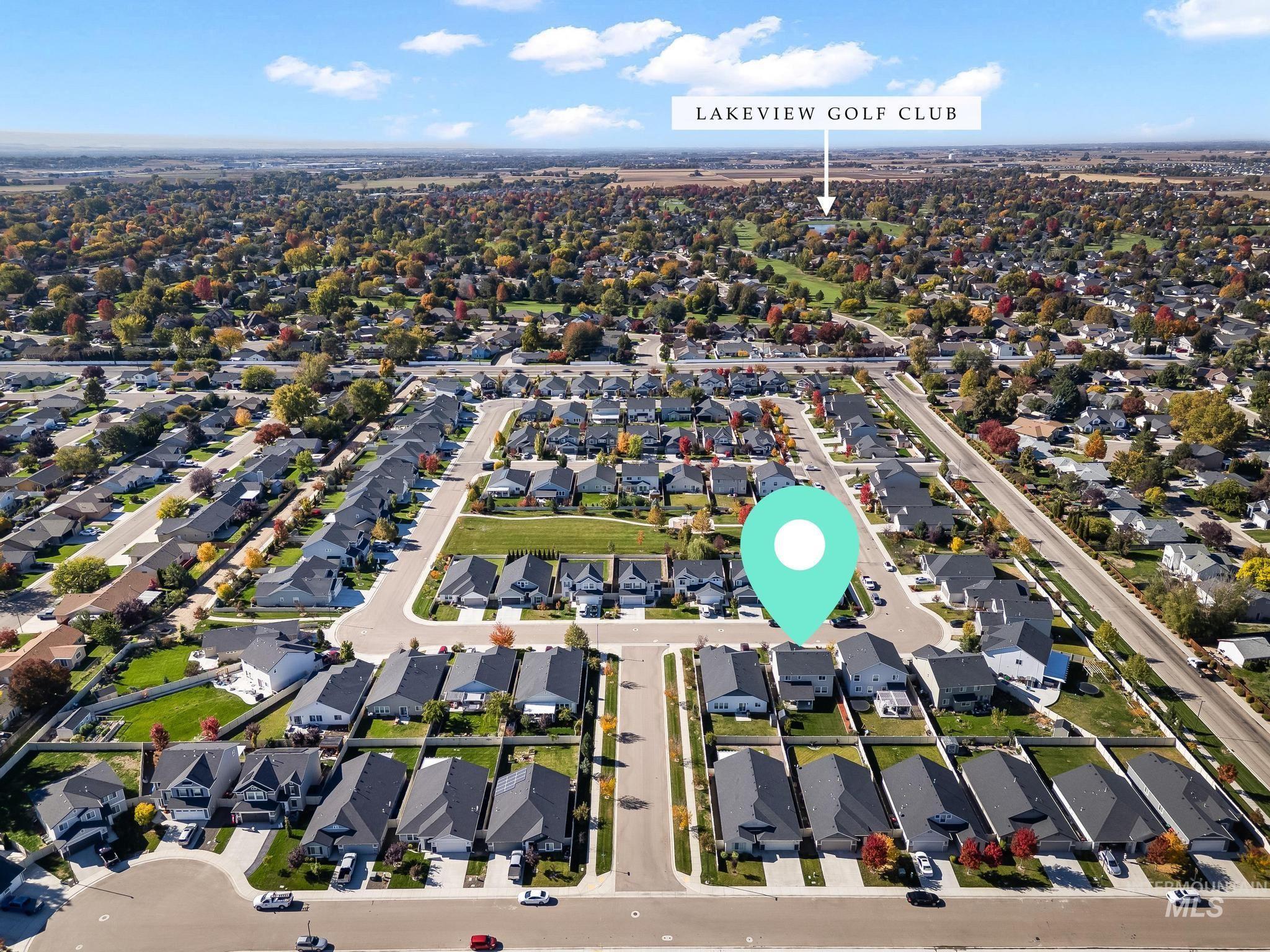 Aerial perspective of suburban area