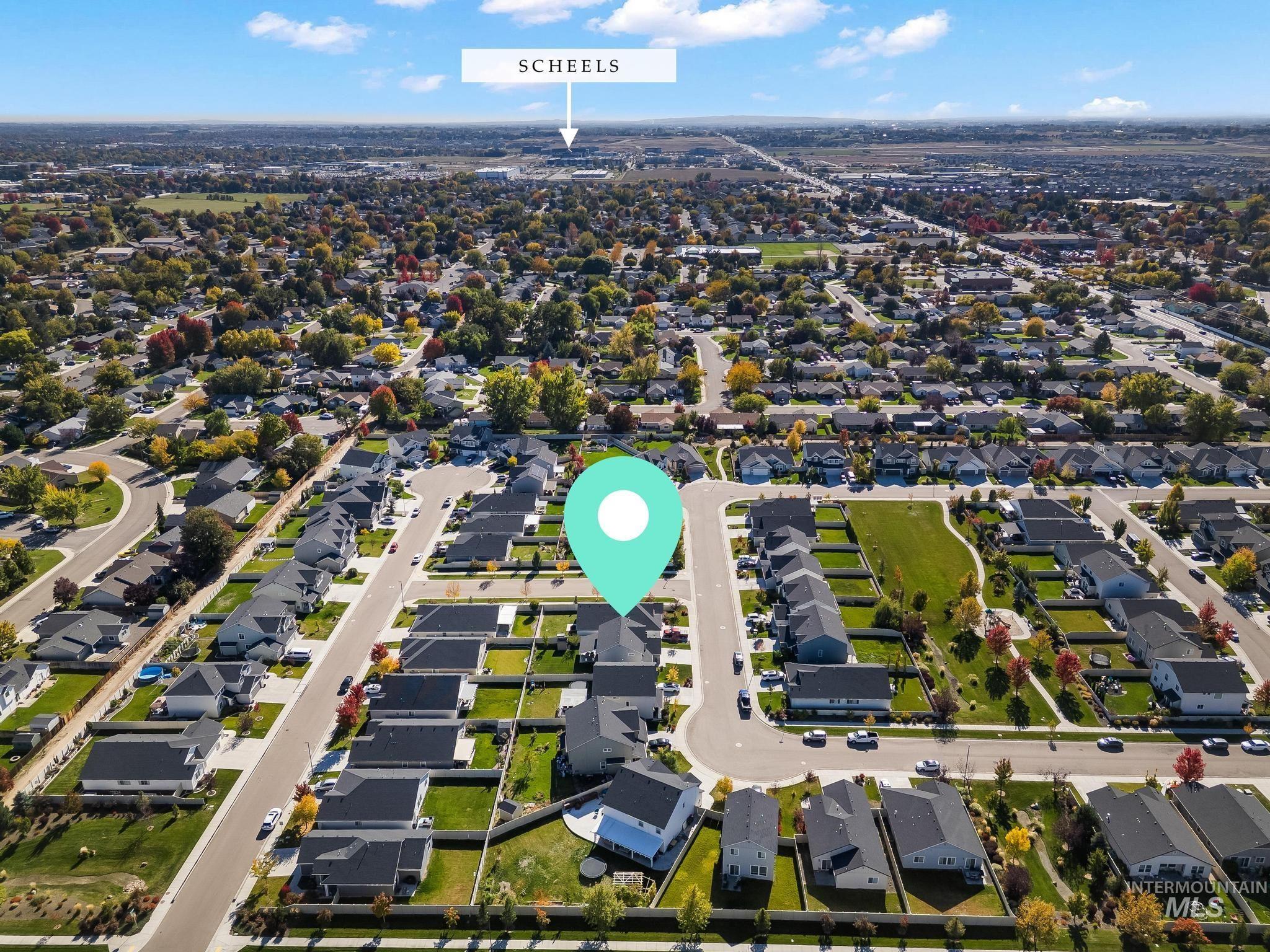 Aerial view of residential area