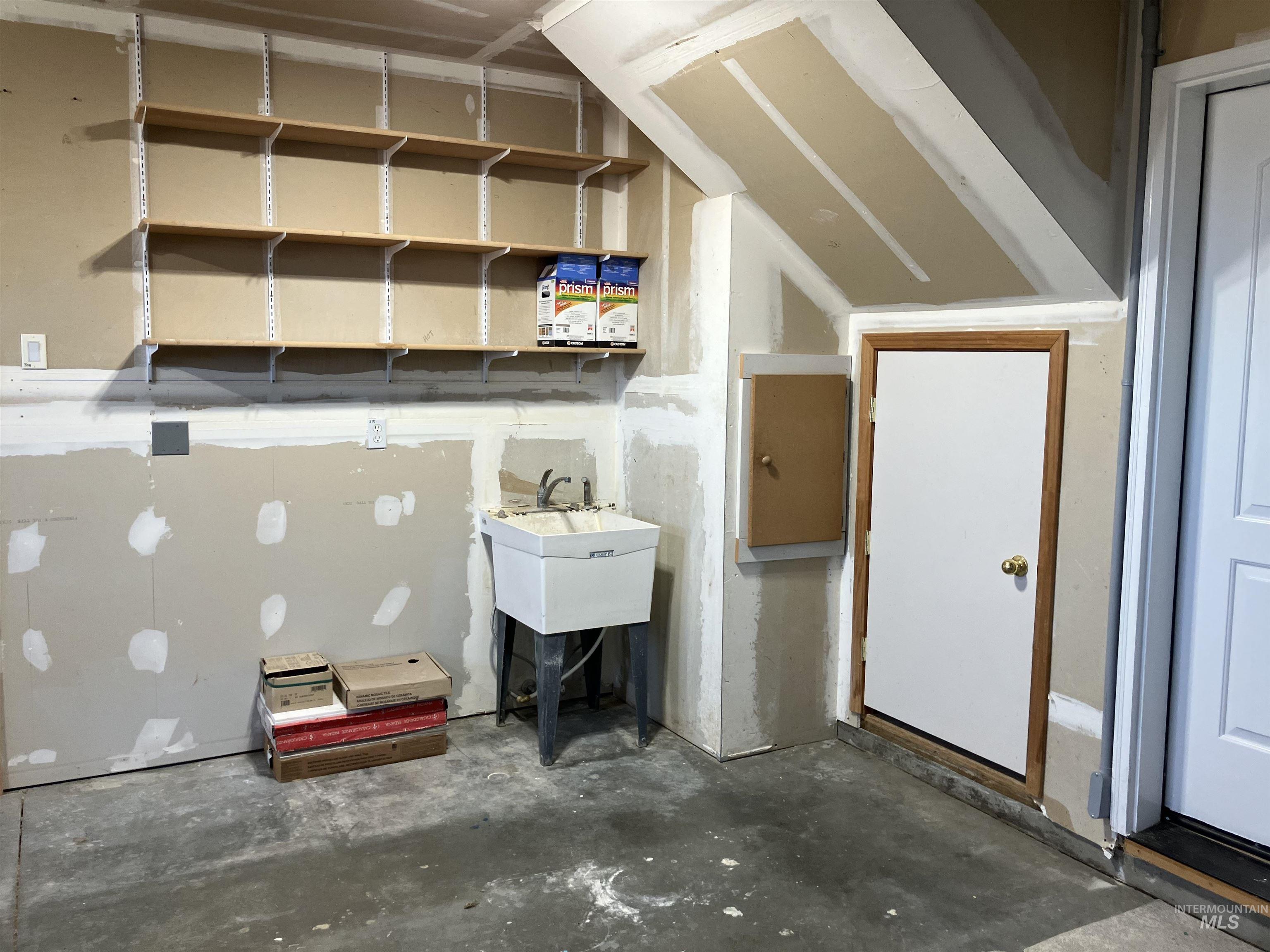 garage with a sink