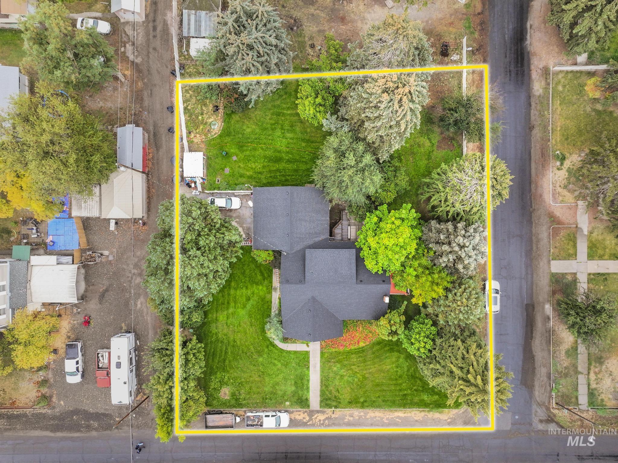 Aerial perspective of suburban area