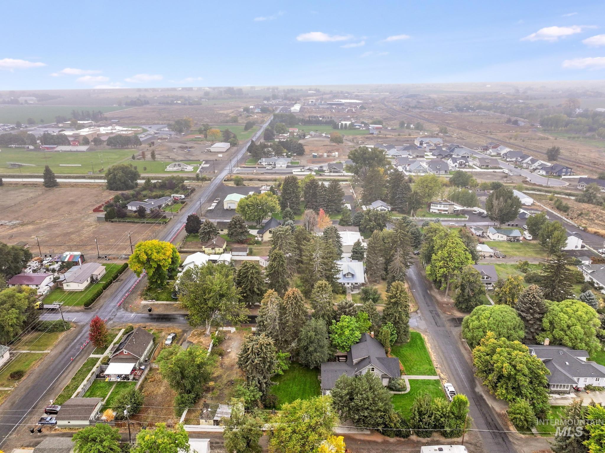 Aerial perspective of suburban area