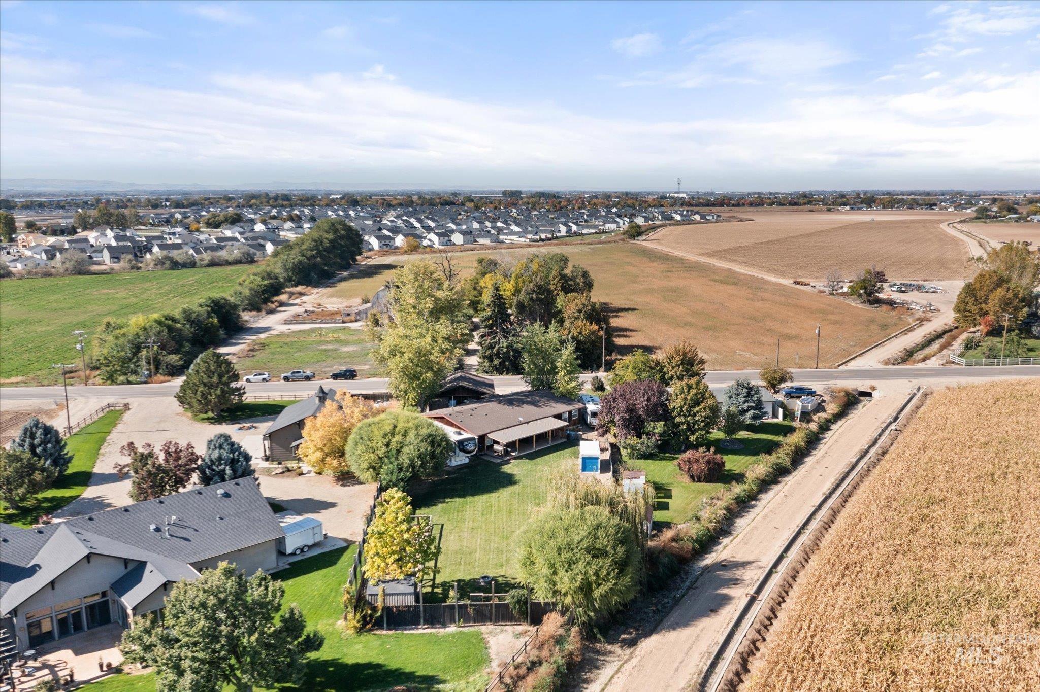 Aerial view of residential area
