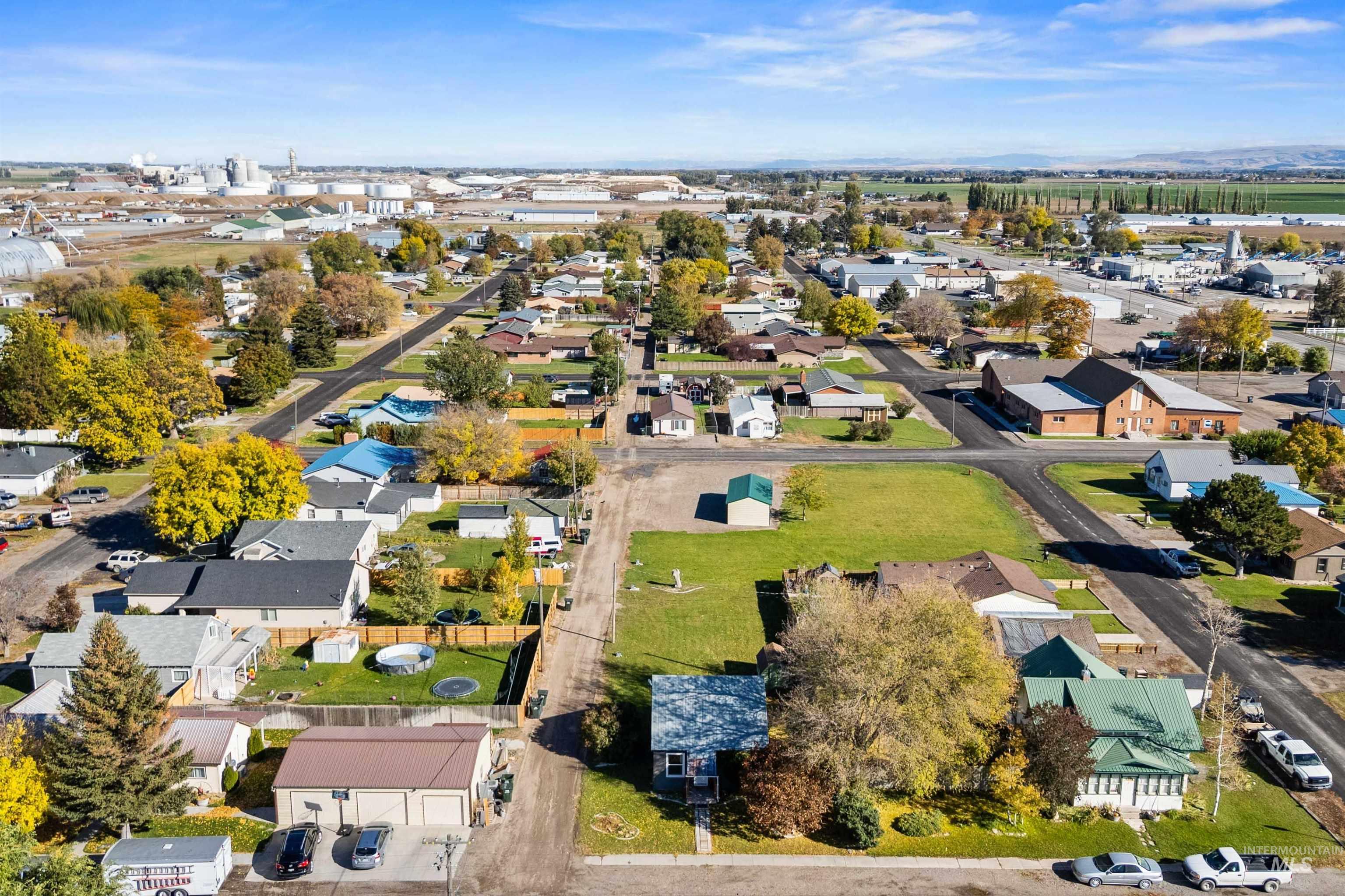 Aerial perspective of suburban area