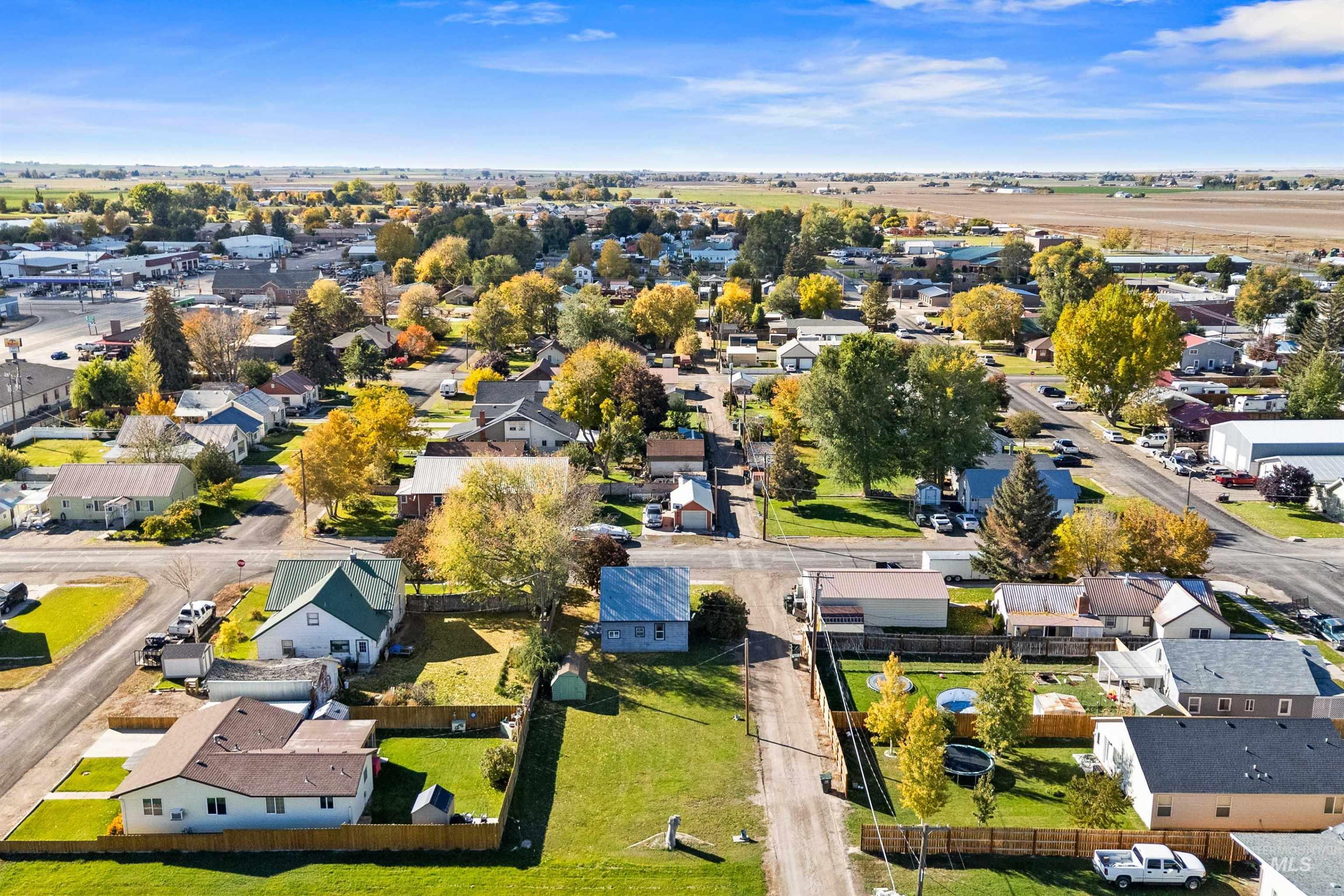 Aerial perspective of suburban area