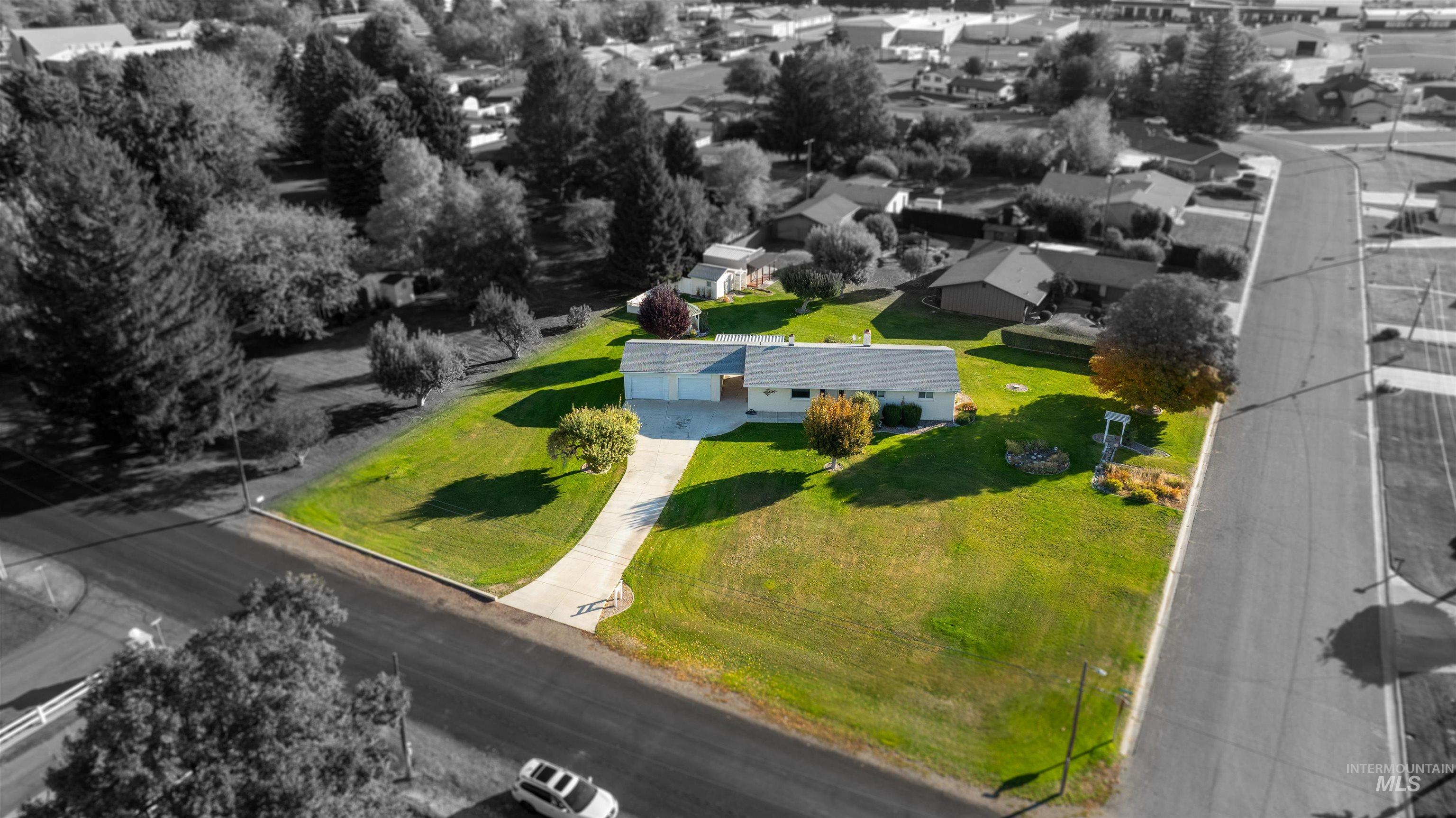 Aerial perspective of suburban area