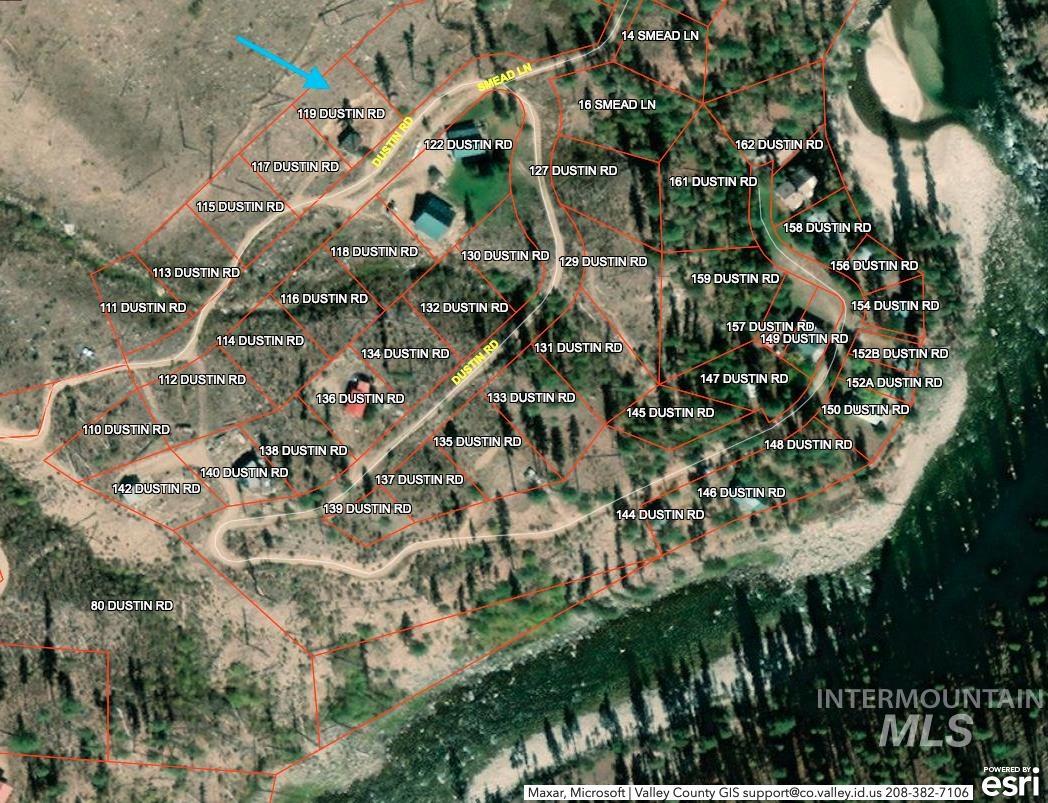 Aerial overview of property's location with property parcel outlined