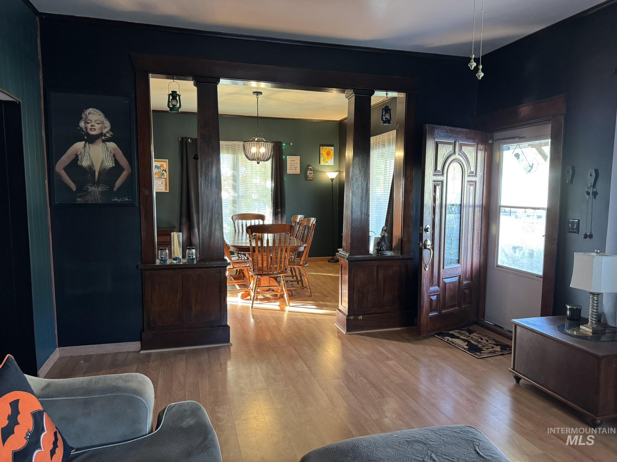 Living room featuring wood finished floors and baseboards
