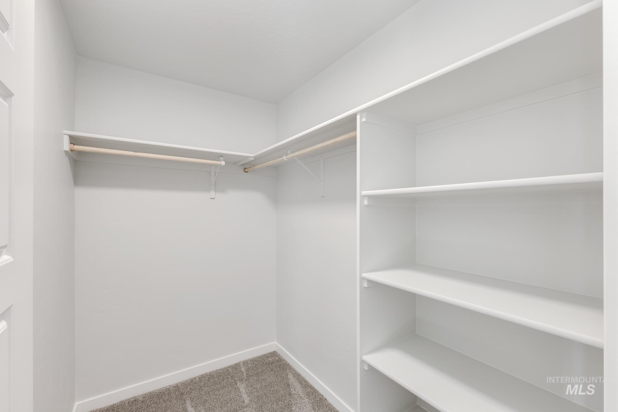 Spacious closet with light carpet