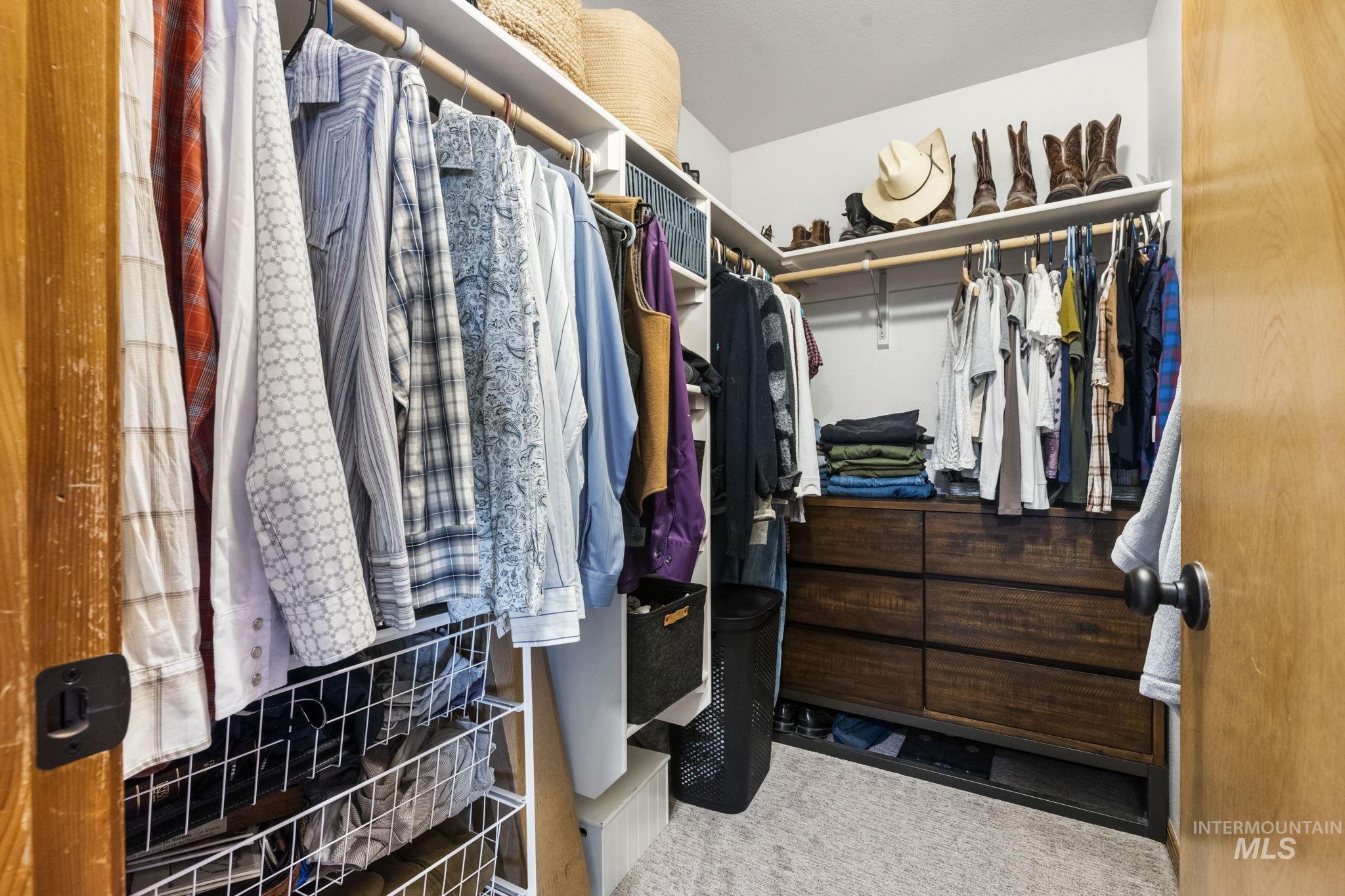 Spacious closet with carpet