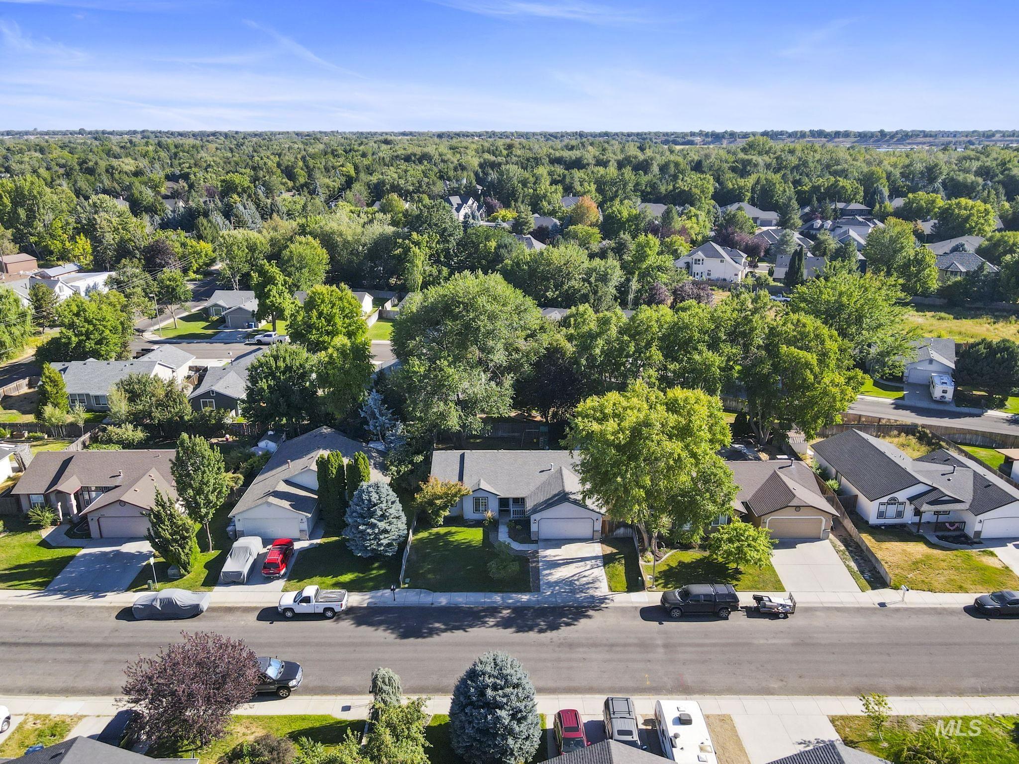 Aerial perspective of suburban area