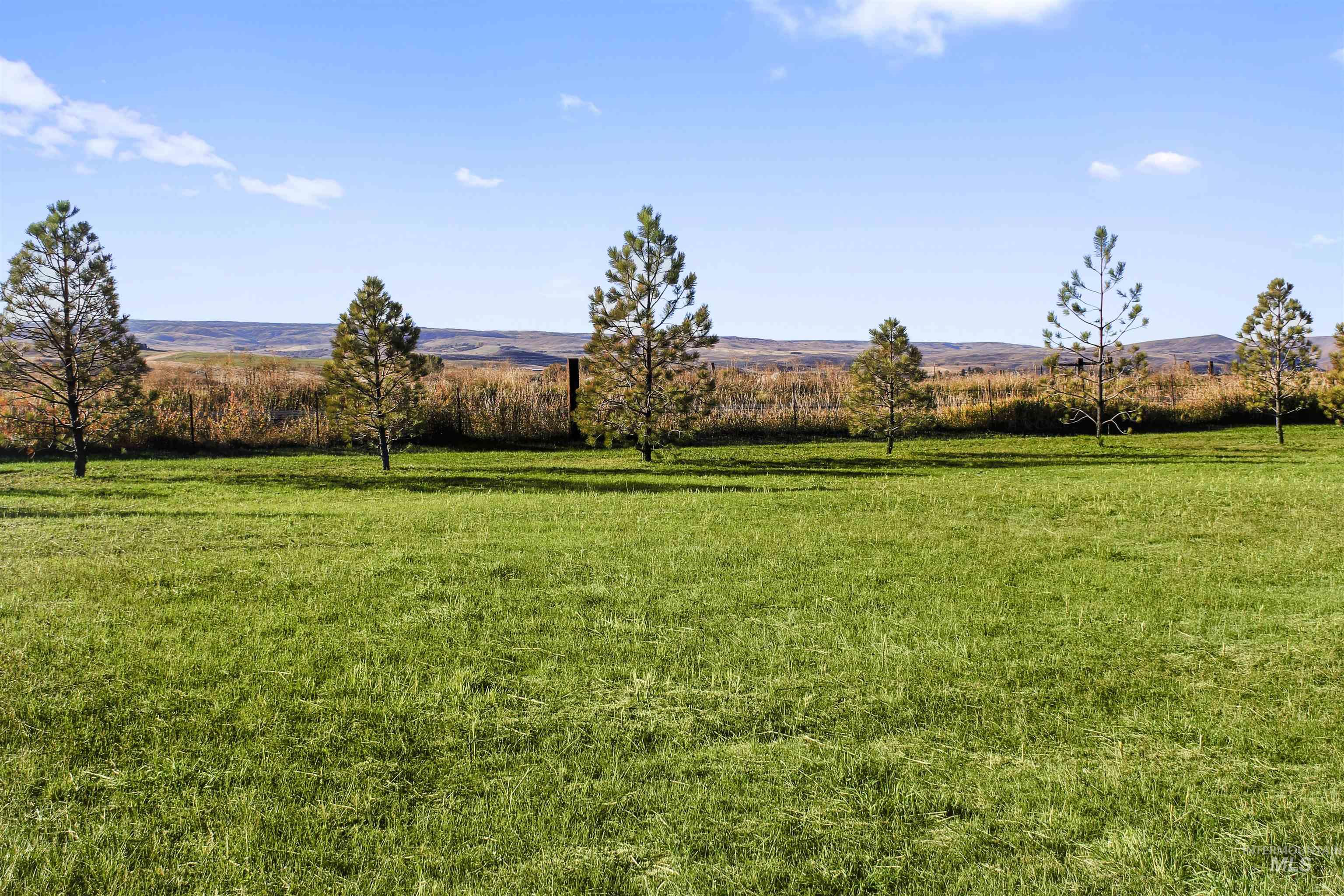 View of green lawn featuring a view of countryside
