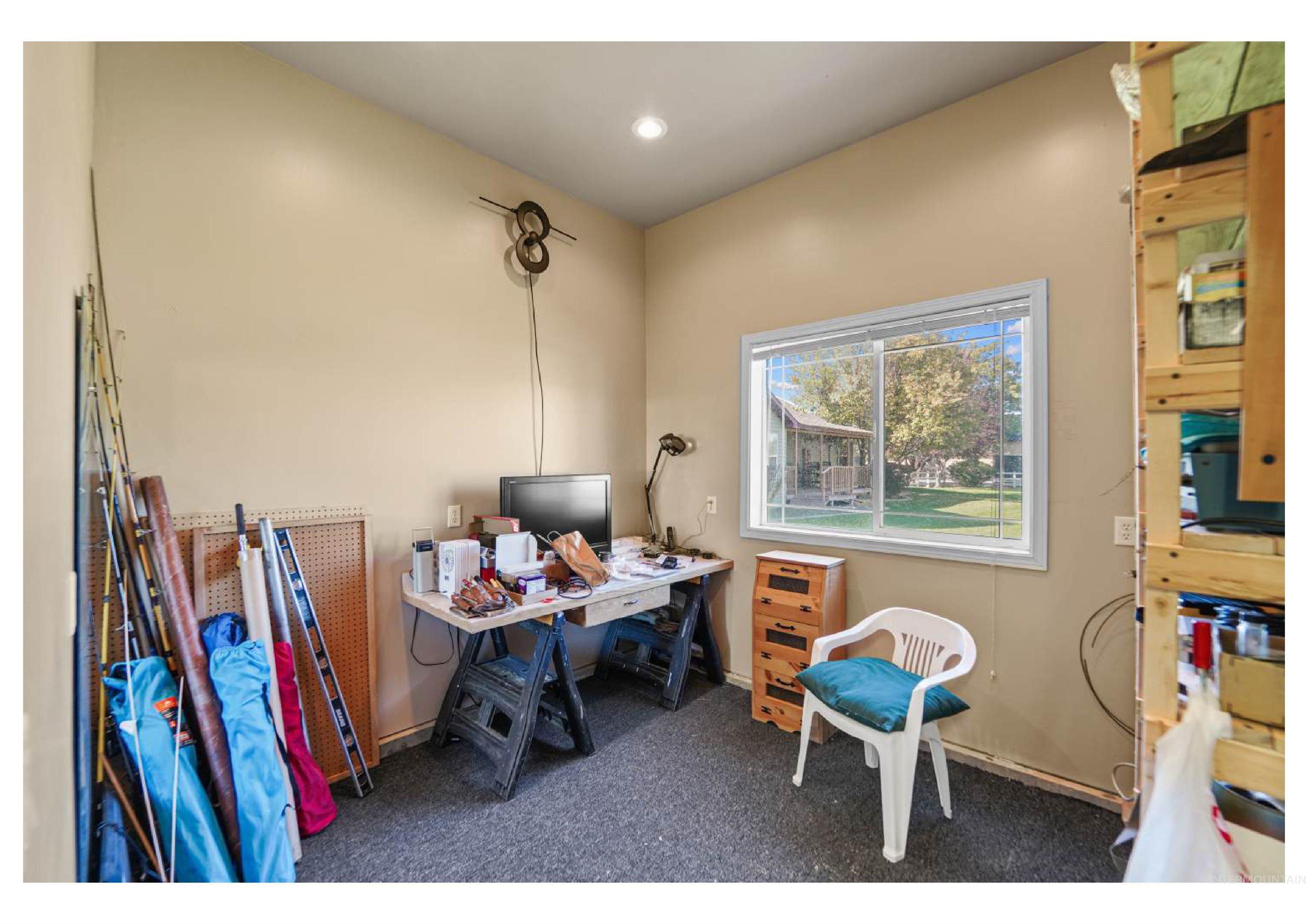 Office featuring dark carpet