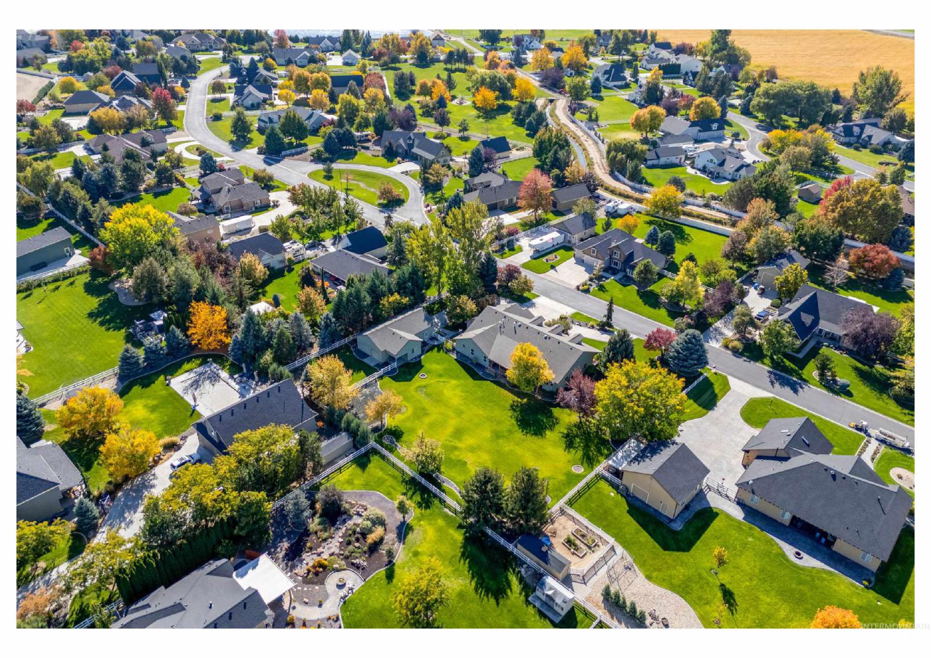 Aerial view of residential area