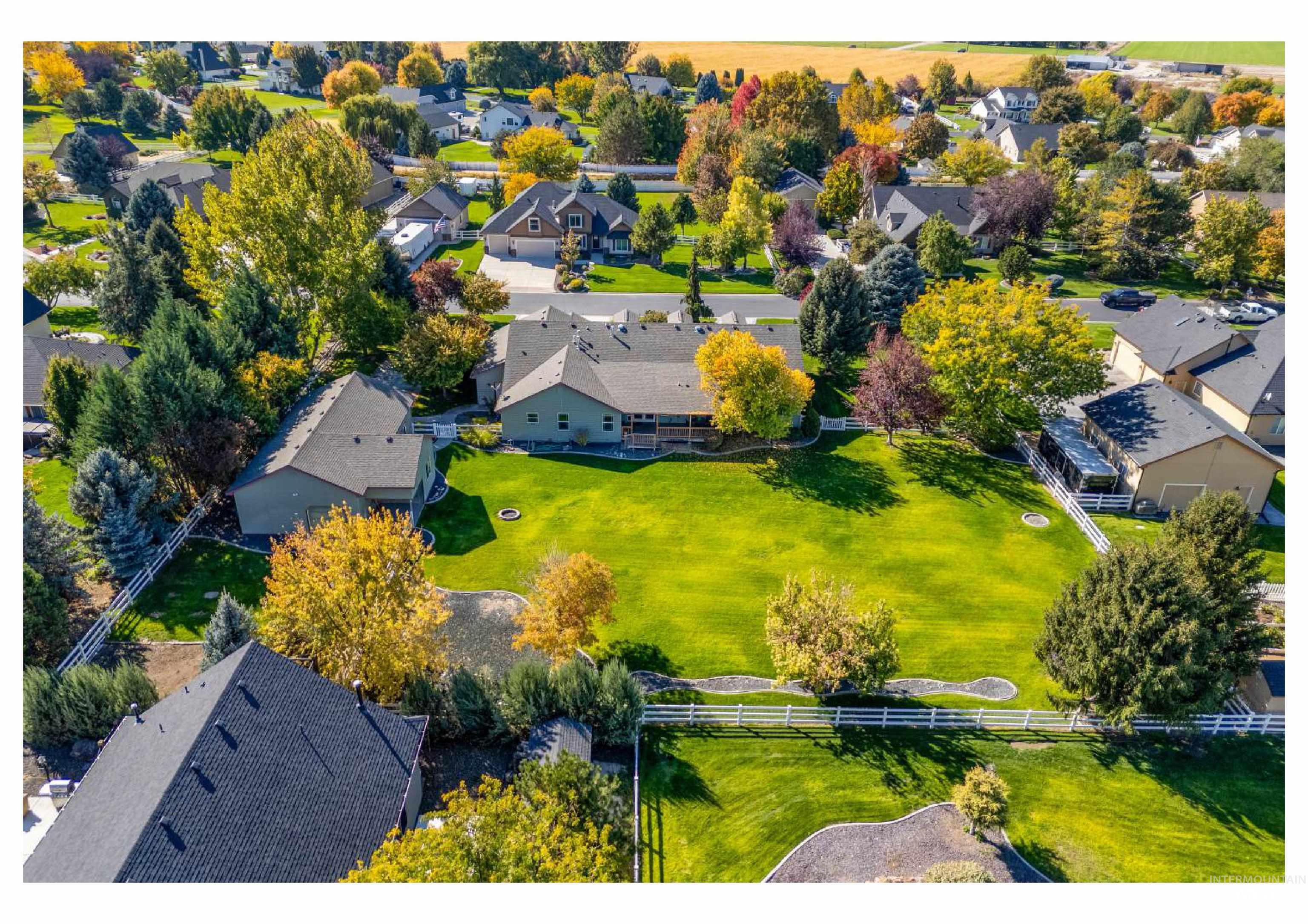 Aerial perspective of suburban area