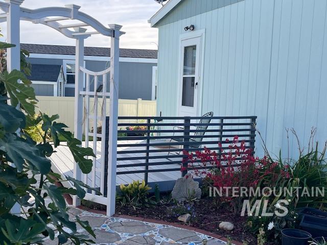 Gate featuring a wooden deck