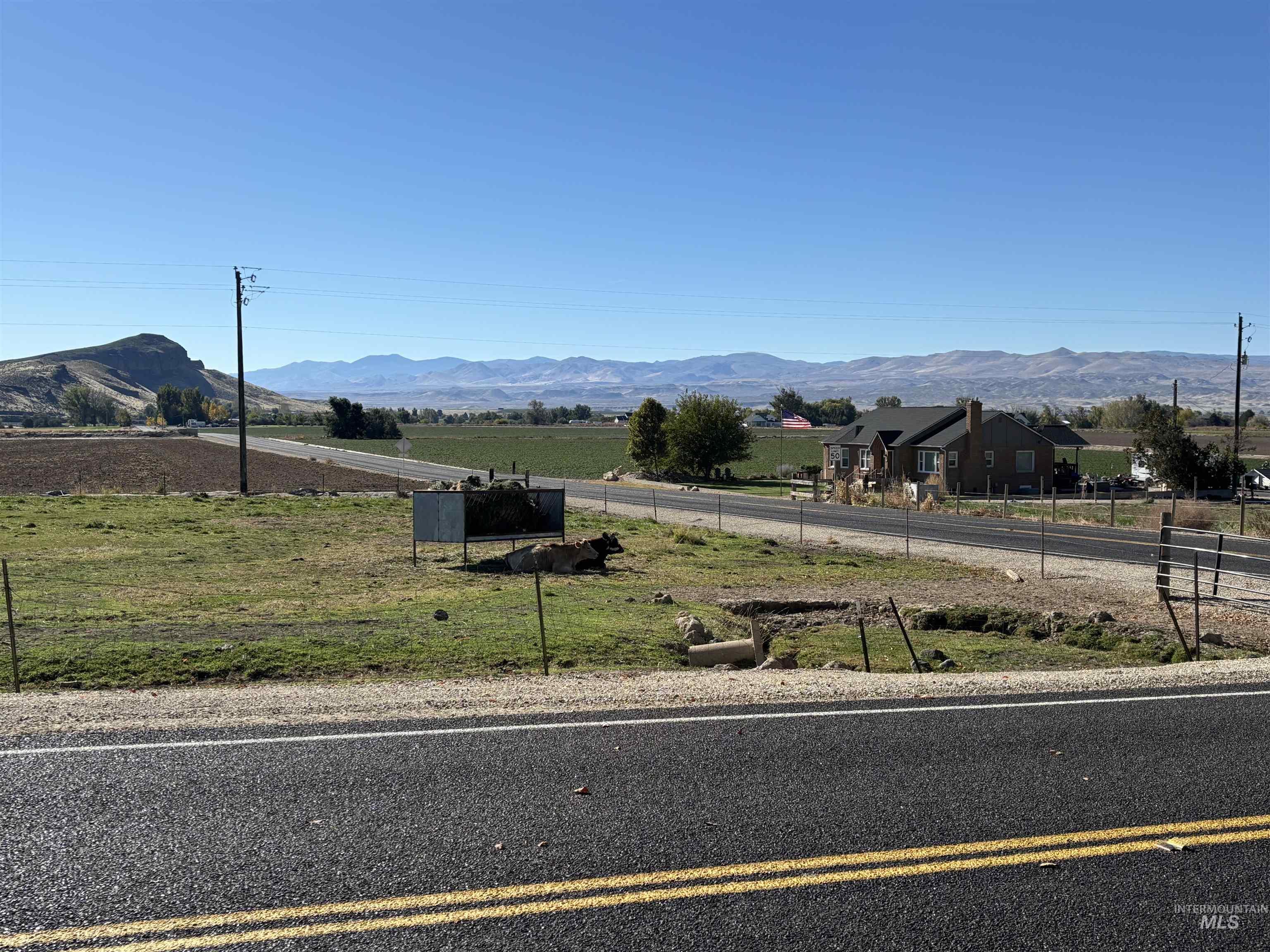 View of mountain background with rural landscape