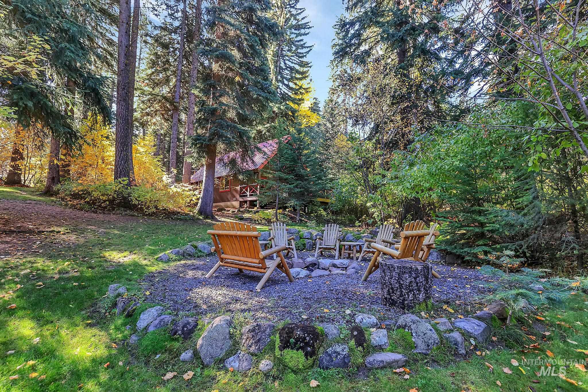 View of yard featuring a fire pit
