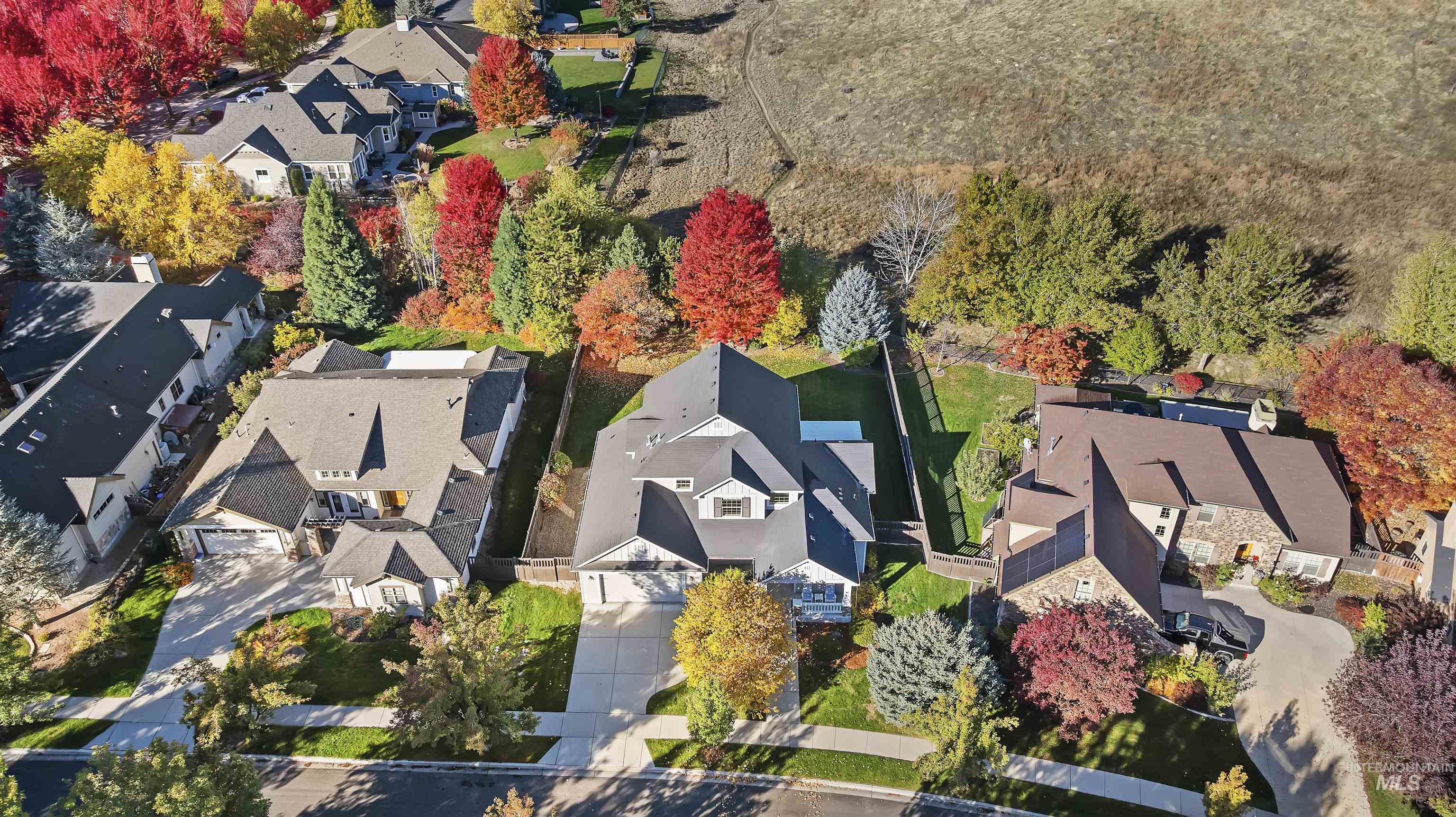 Aerial perspective of suburban area