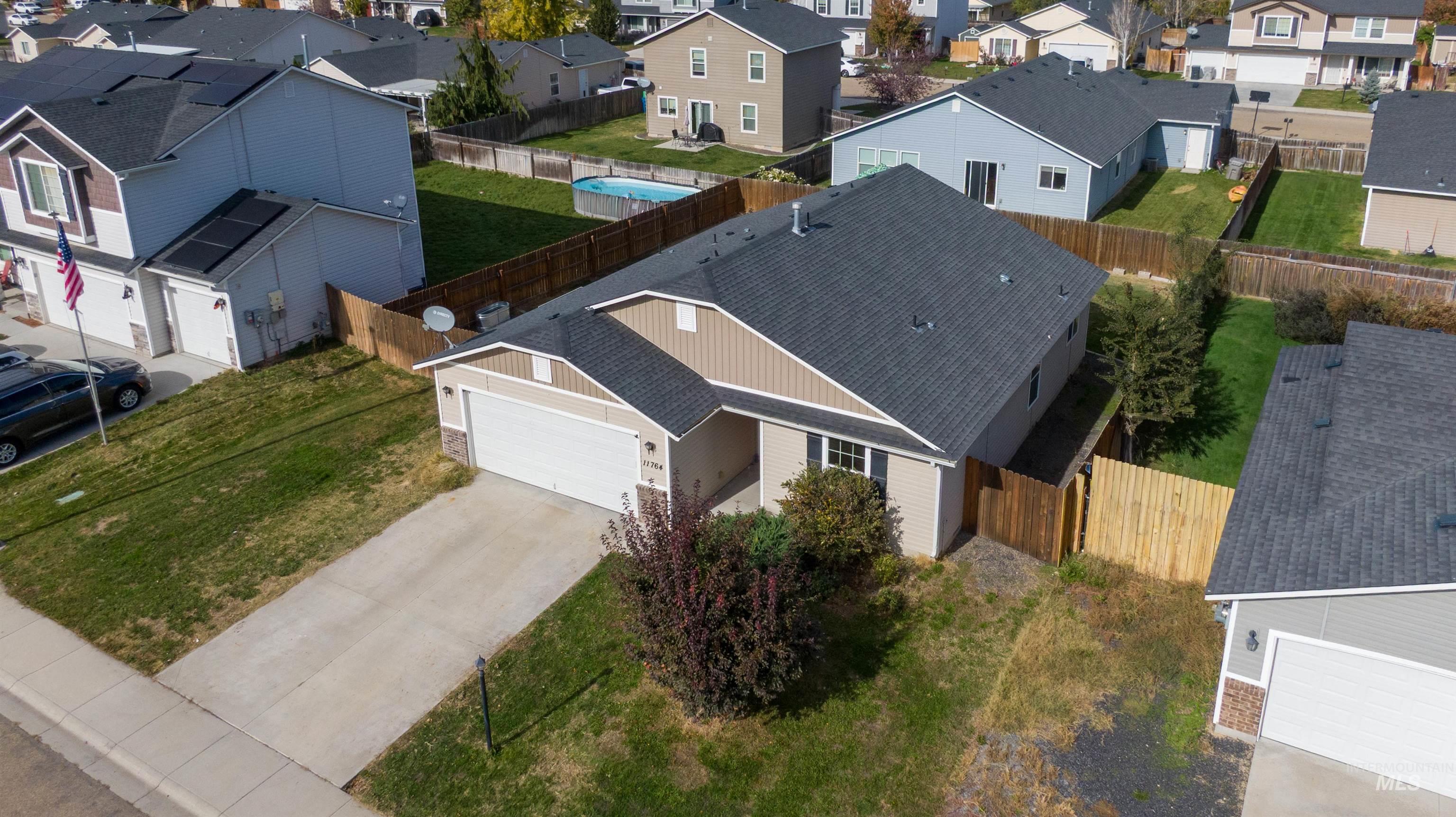 Aerial perspective of suburban area