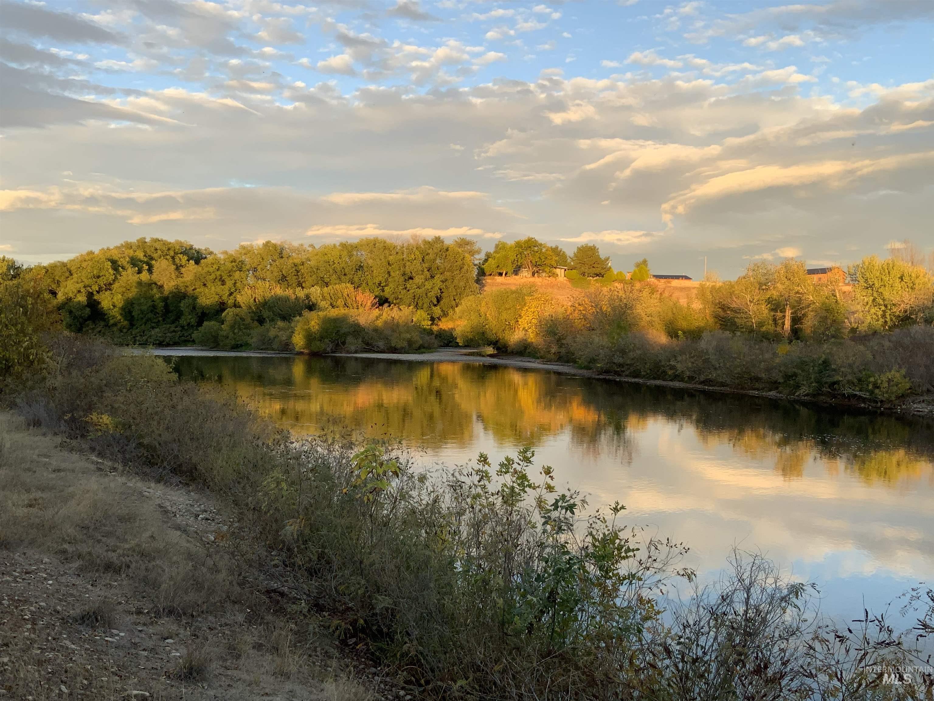 Water view with a heavily wooded area