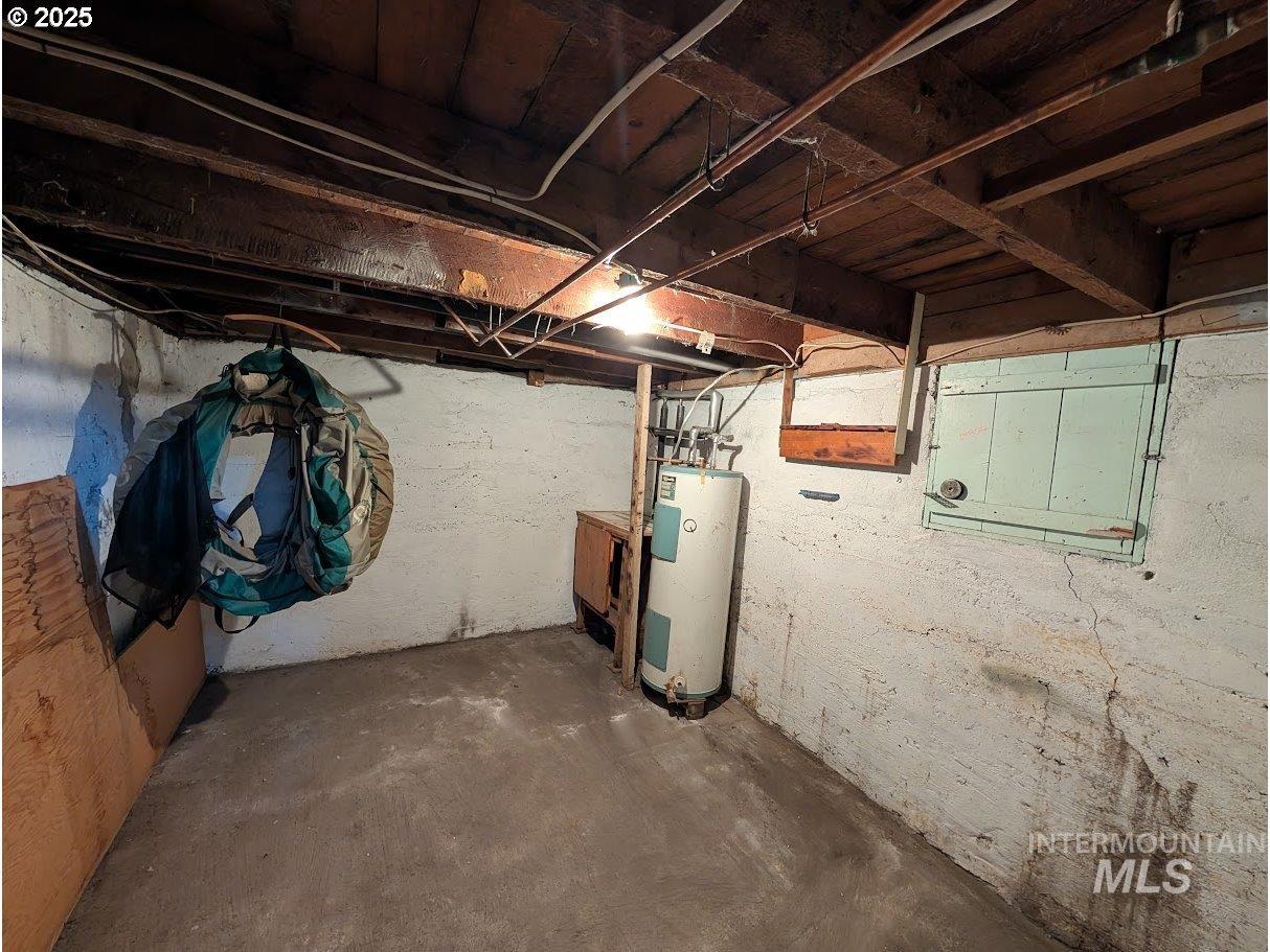 Unfinished below grade area with water heater