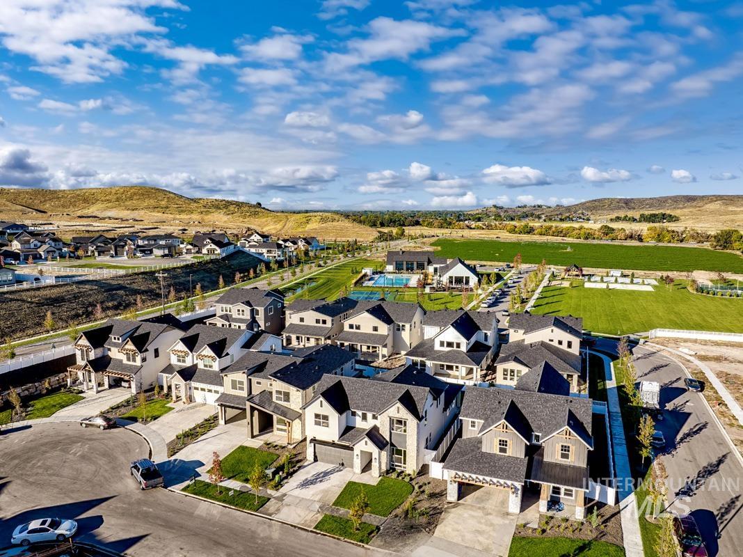 Aerial perspective of suburban area