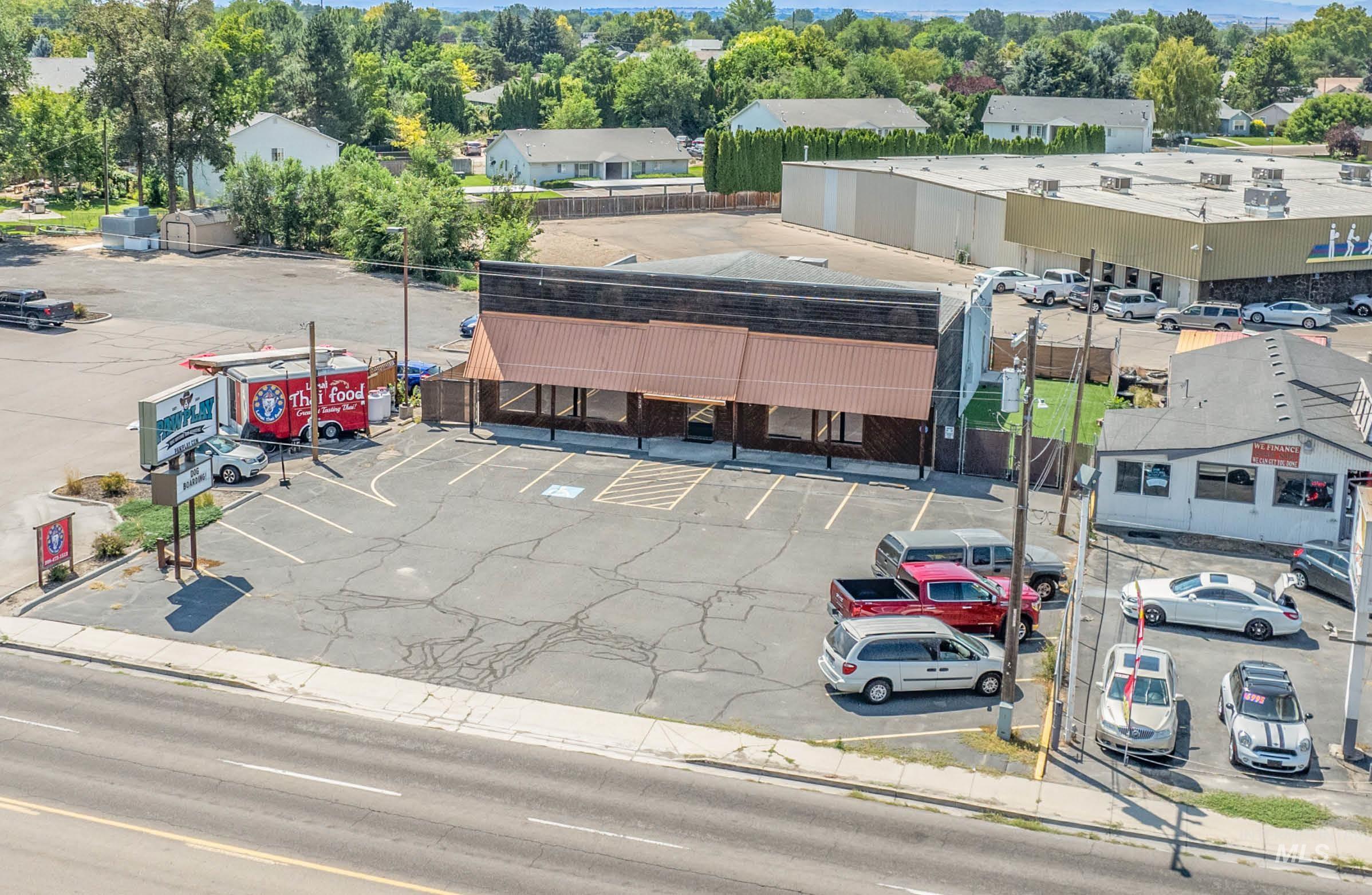Bird's eye view of a commercial area