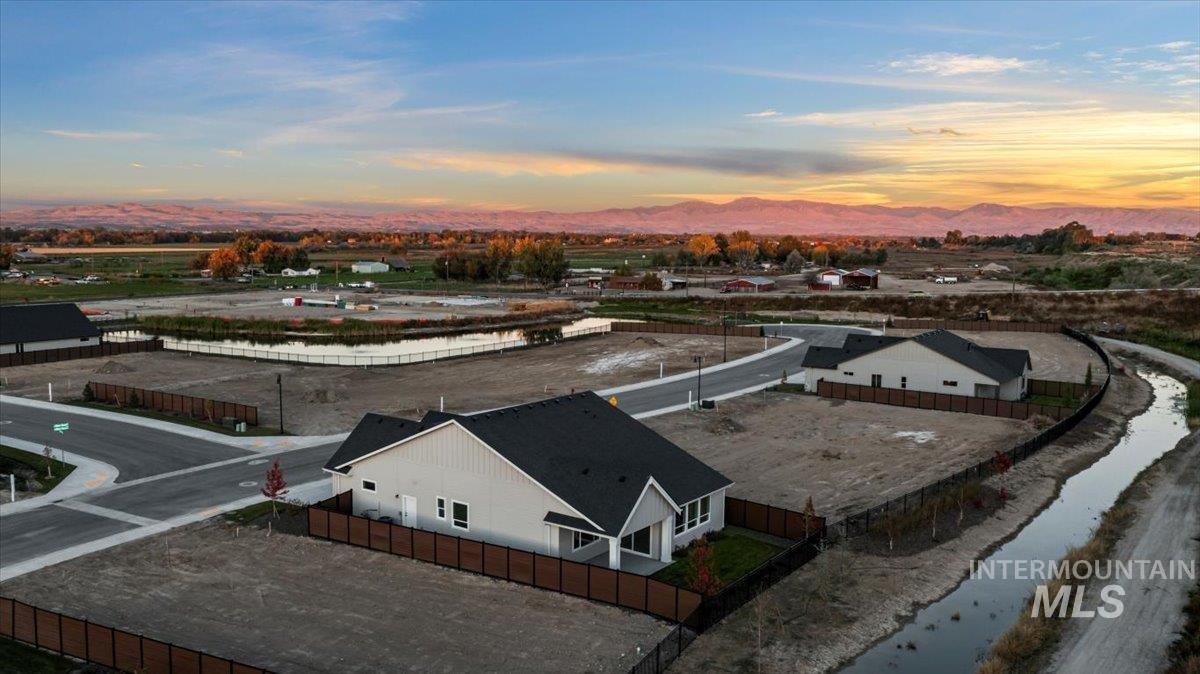 Aerial view at dusk