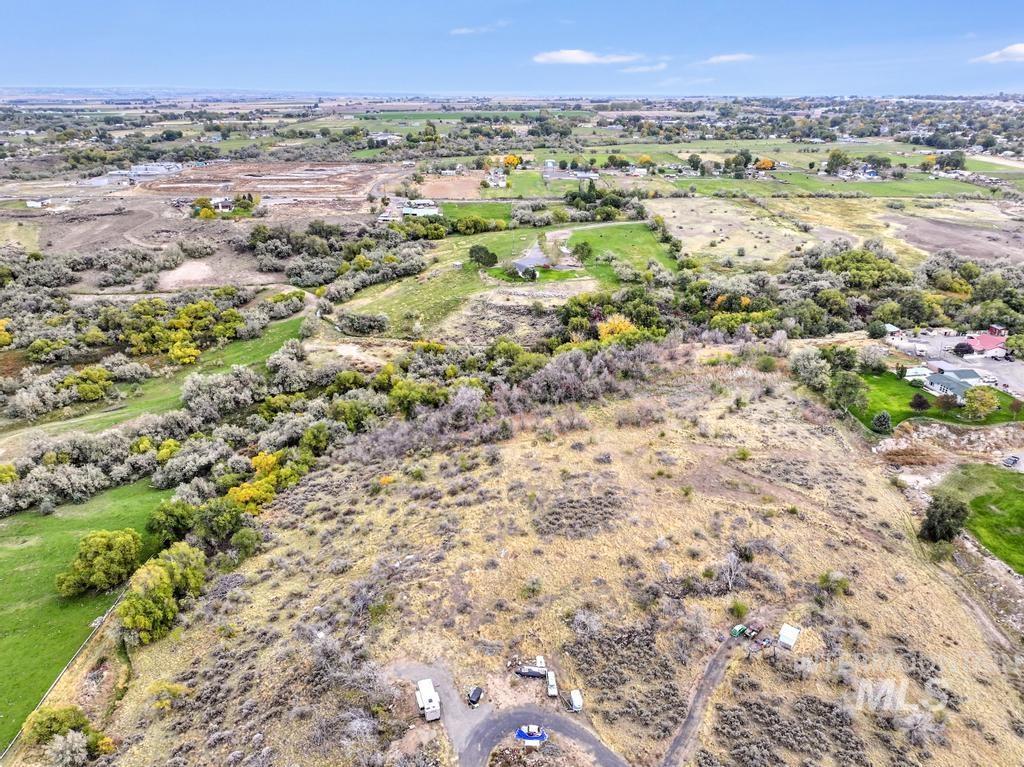Aerial overview of property's location with rural landscape