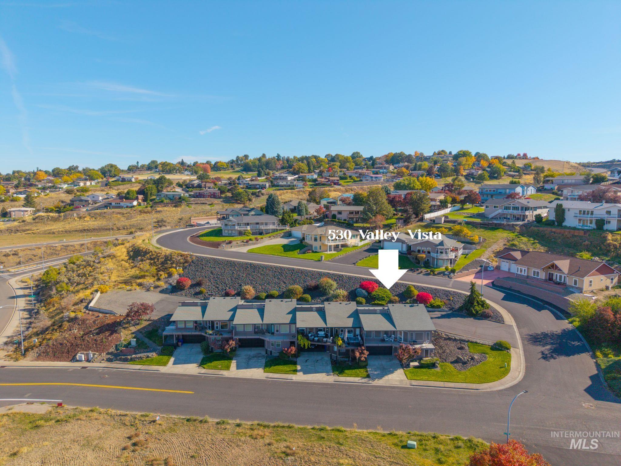 Aerial perspective of suburban area