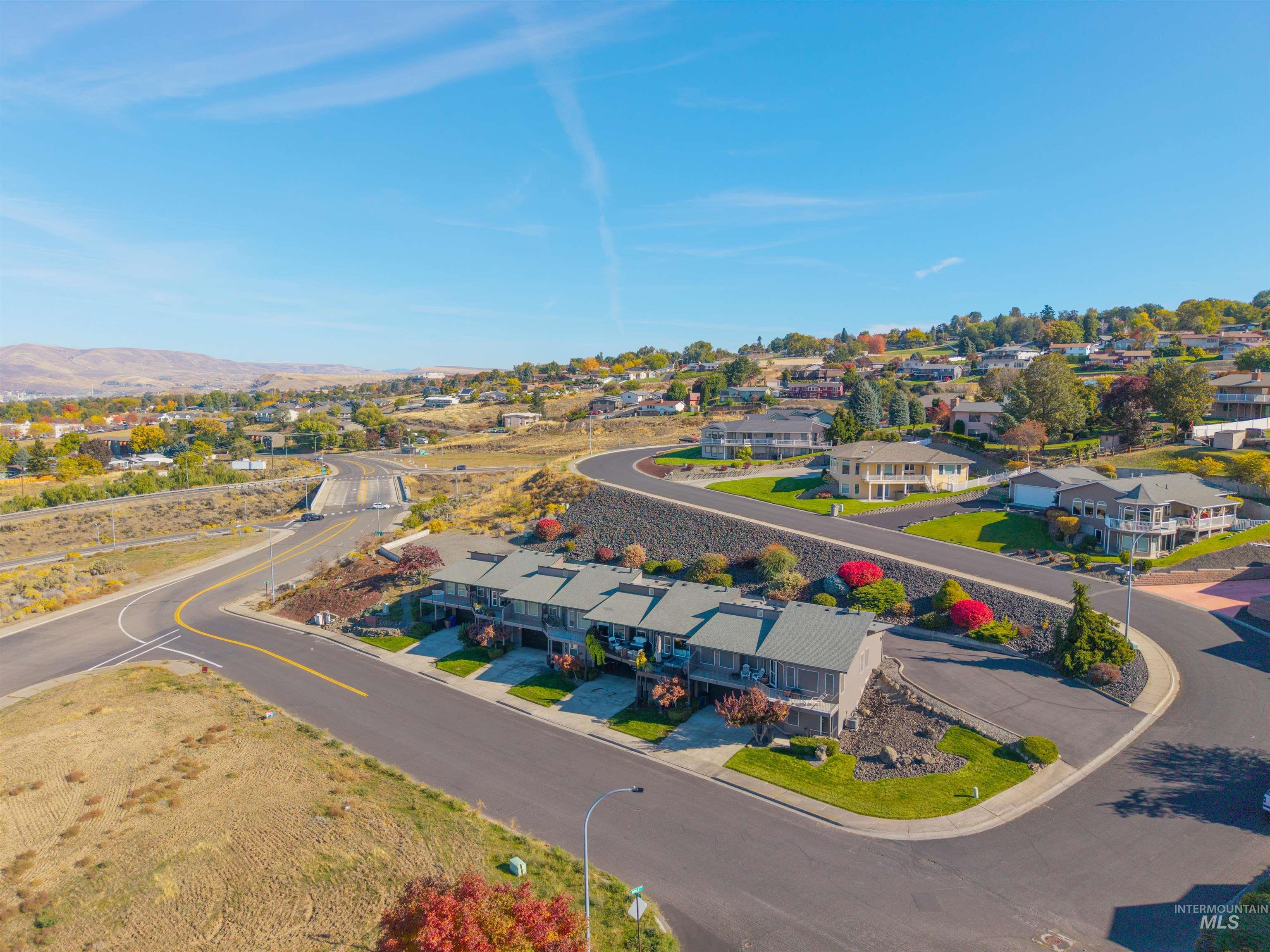 Aerial perspective of suburban area